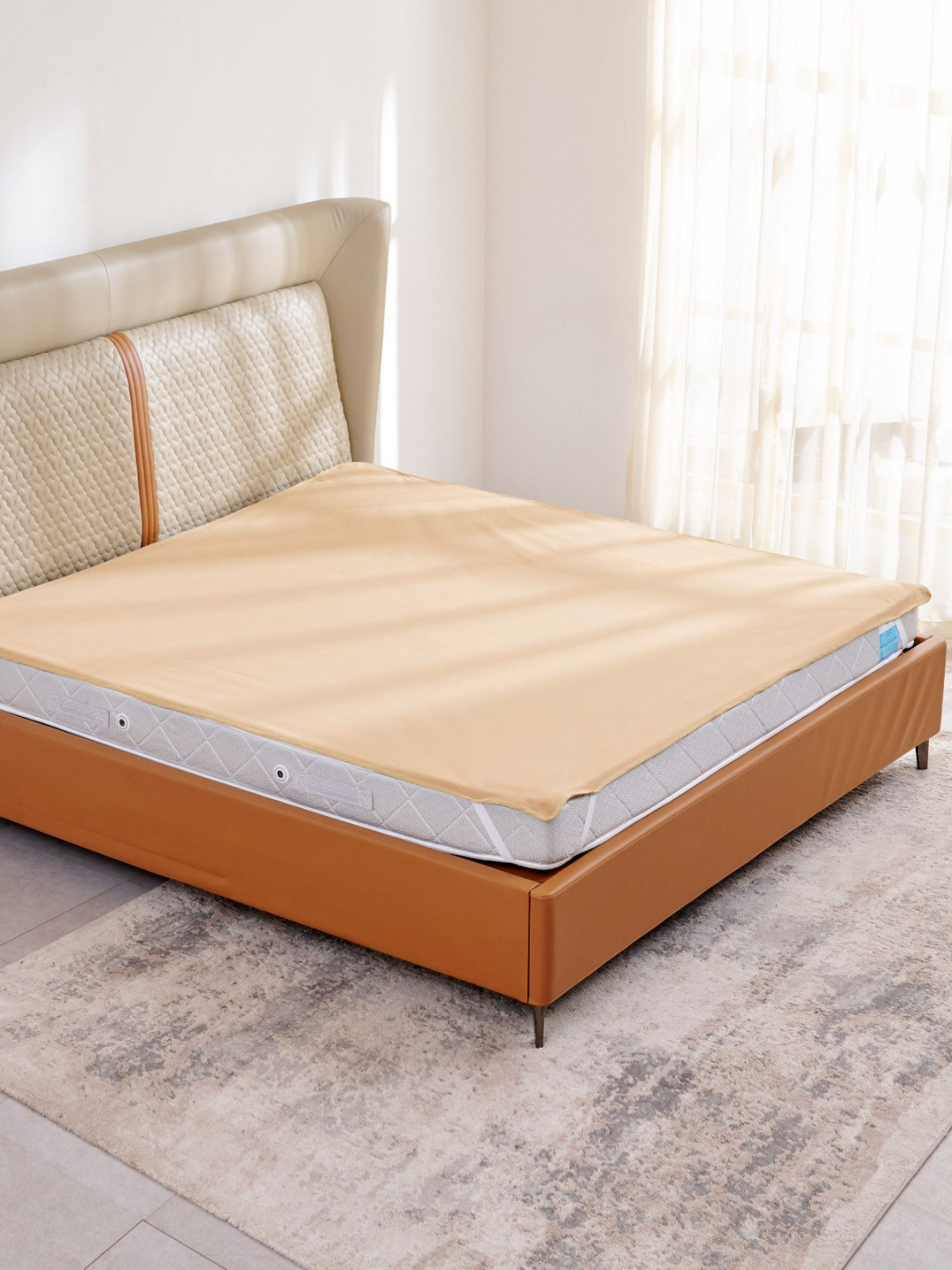 Home Centre Beige 130 TC Cotton King Size Mattress Protector