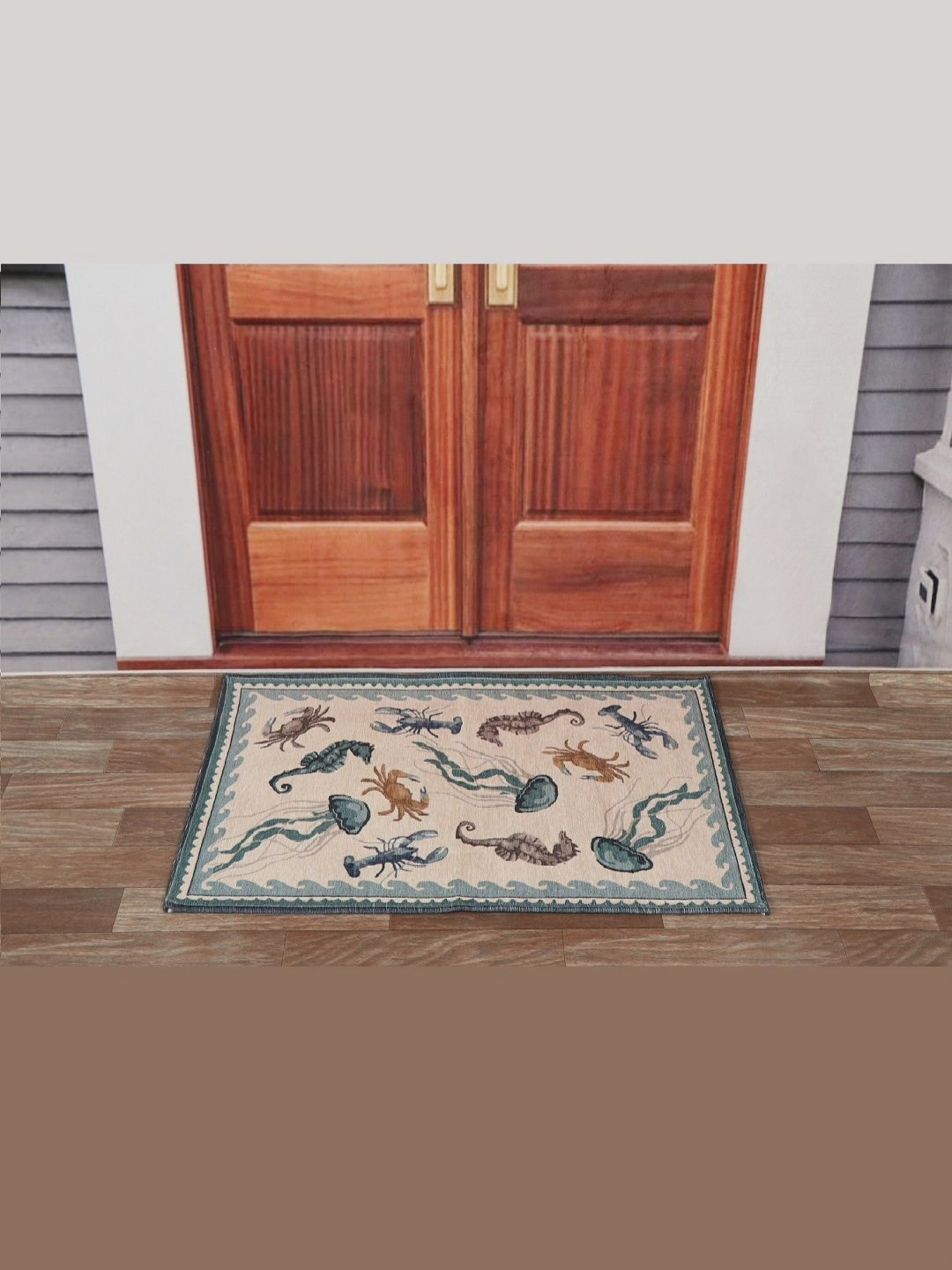 BELLA TRUE Blue Printed Anti-Skid Doormats