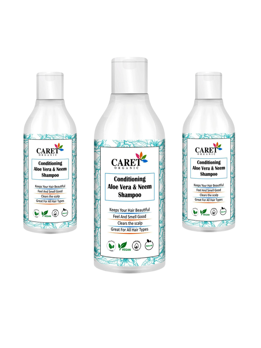 CARET ORGANIC Set Of 3 100% Natural Dandruff Control Shampoo-300ml Each