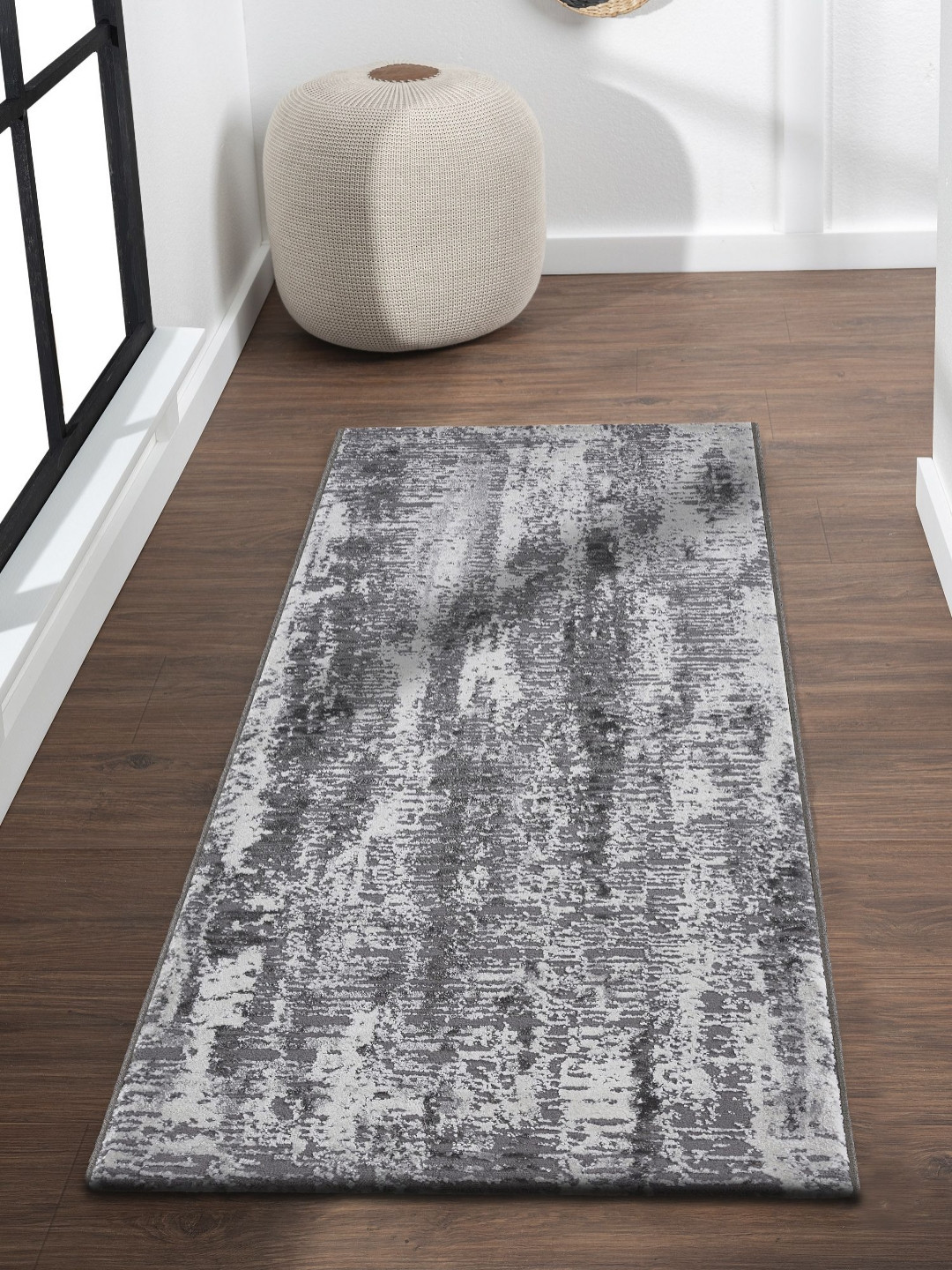 OBSESSIONS Grey & Black Abstract Water Repellent Bedside Runners