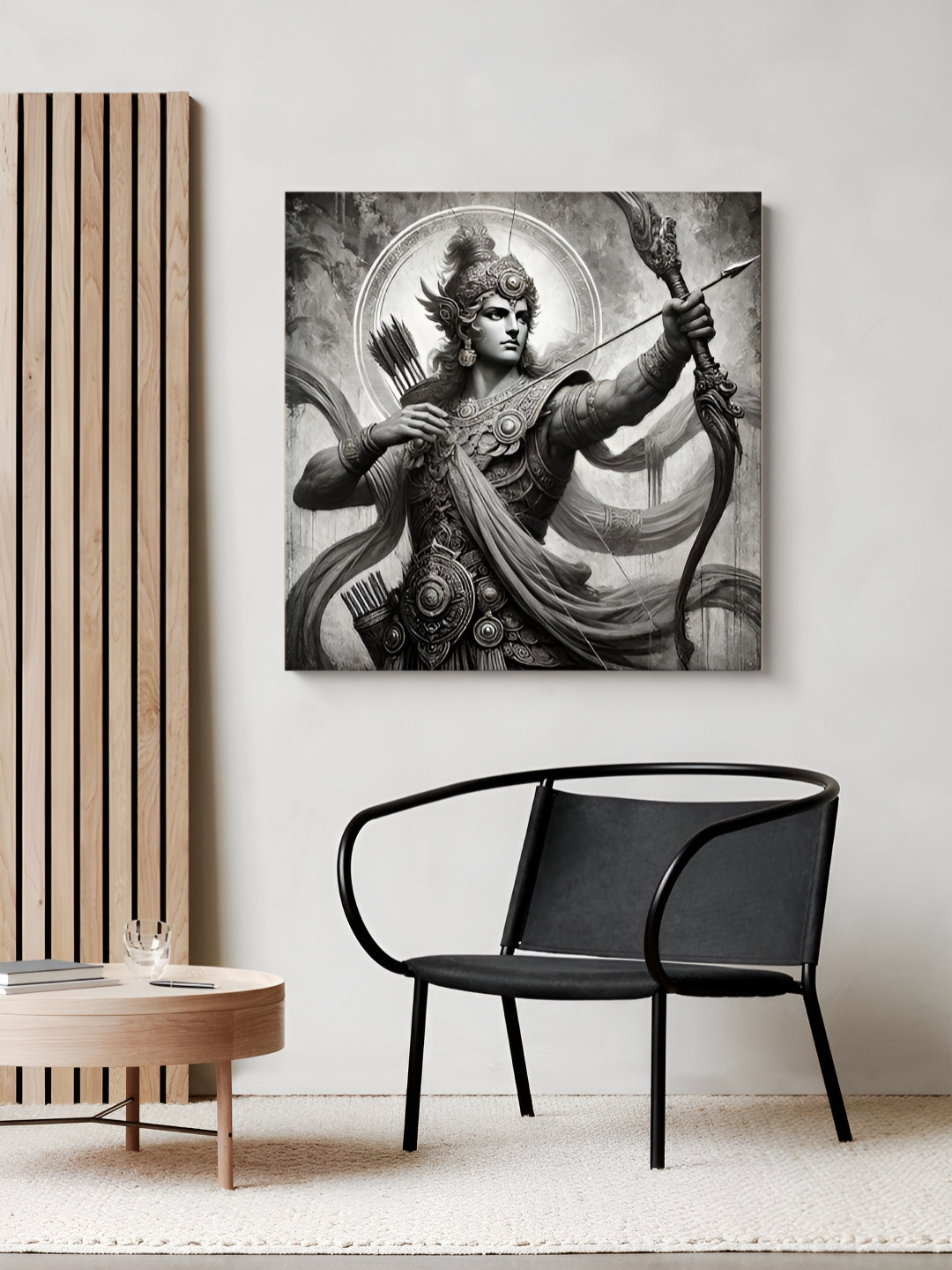 999Store Arjuna Battle Wood Wall Square Paintings Wall Art - 24 x 24In