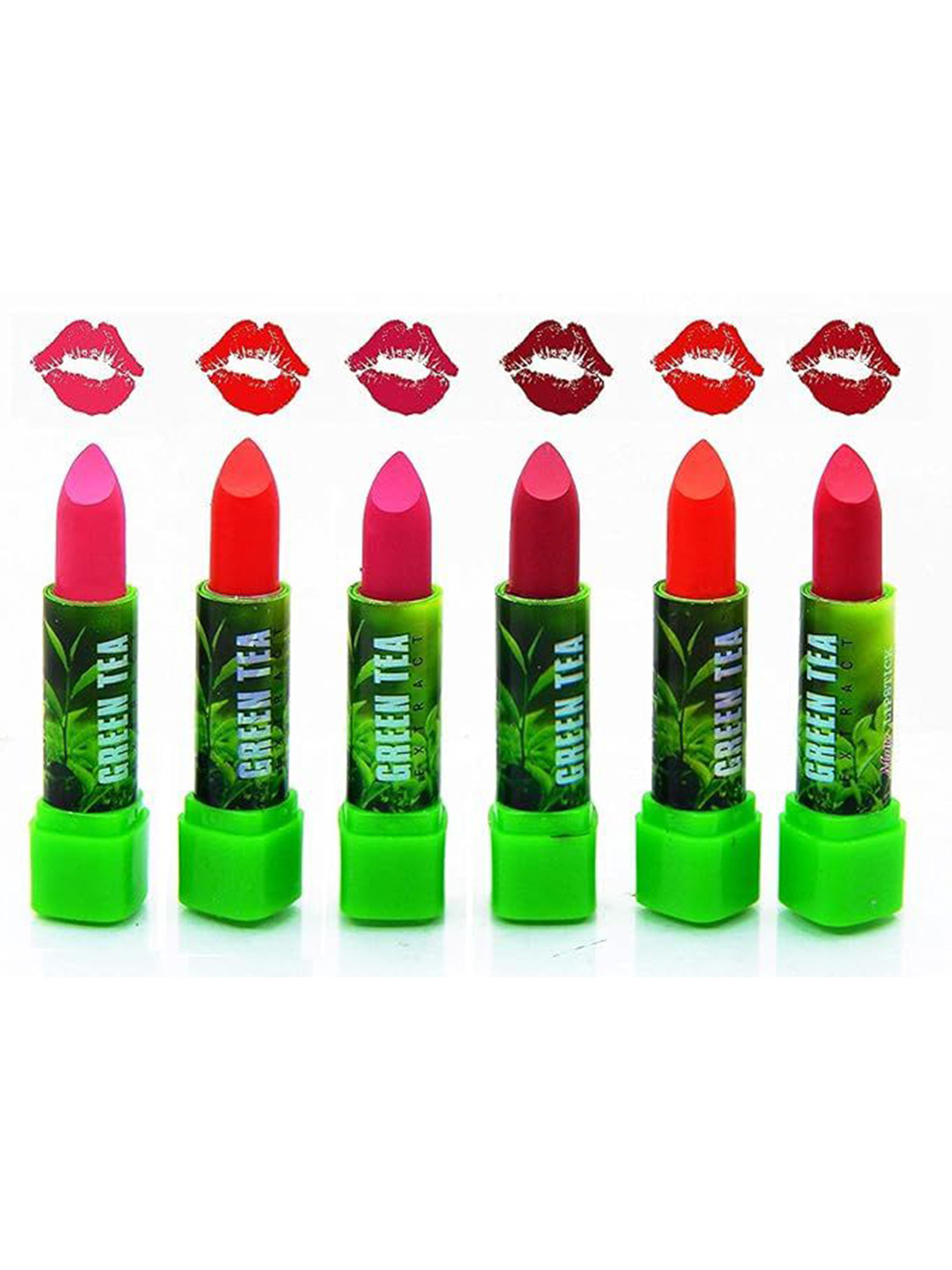YELGO Pack of 12 Super Matte Green Tea Extract Combo Lipstick