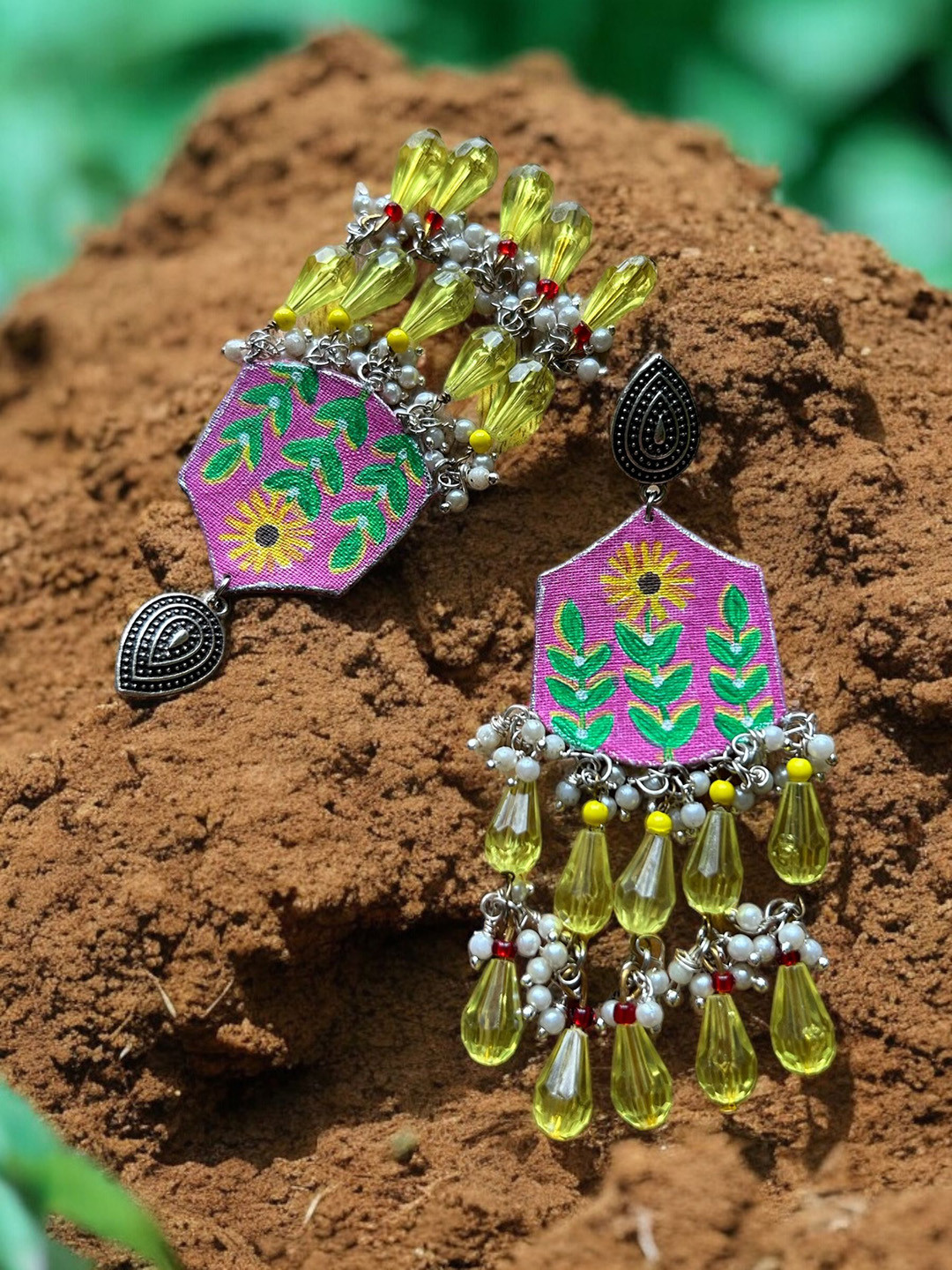 JEWELWATI Floral Bedded Drop Earrings