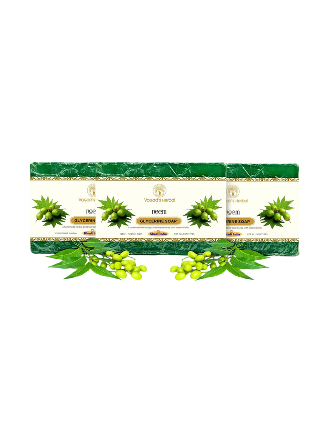 Vagads Set Of 3 Khadi India Neem Soap - 375 g Each