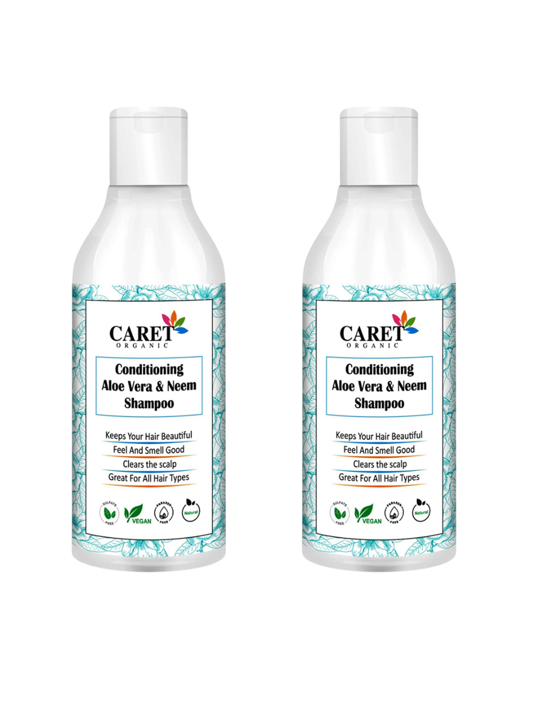 CARET ORGANIC Set Of 2 Anti-Dandruff Conditioning Aloevera & Neem Shampoo-300ml Each