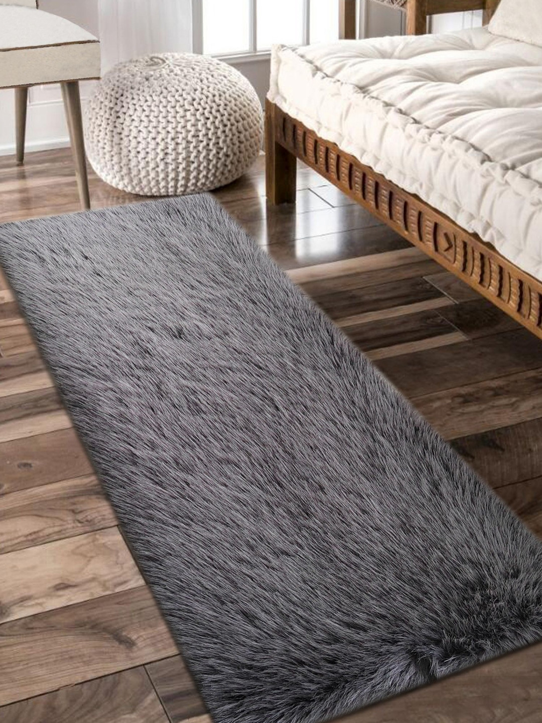 OBSESSIONS Charcoal-Black Rectangular Bedside Runners