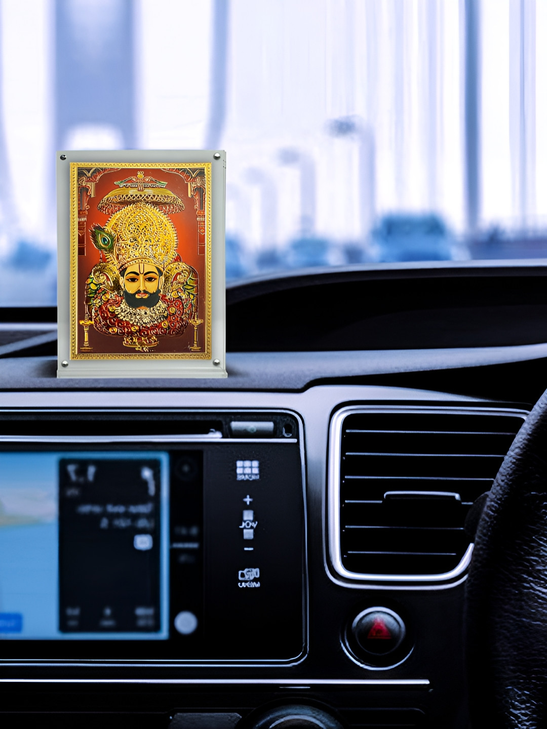 Hawai Transparent & Goldtoned Shree Khatu Shyam Acrylic Table Photo Frames