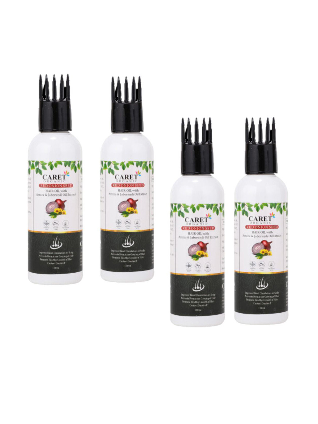 CARET ORGANIC Set Of 4 Red Onion Seed Hair Oil- 100ml Each
