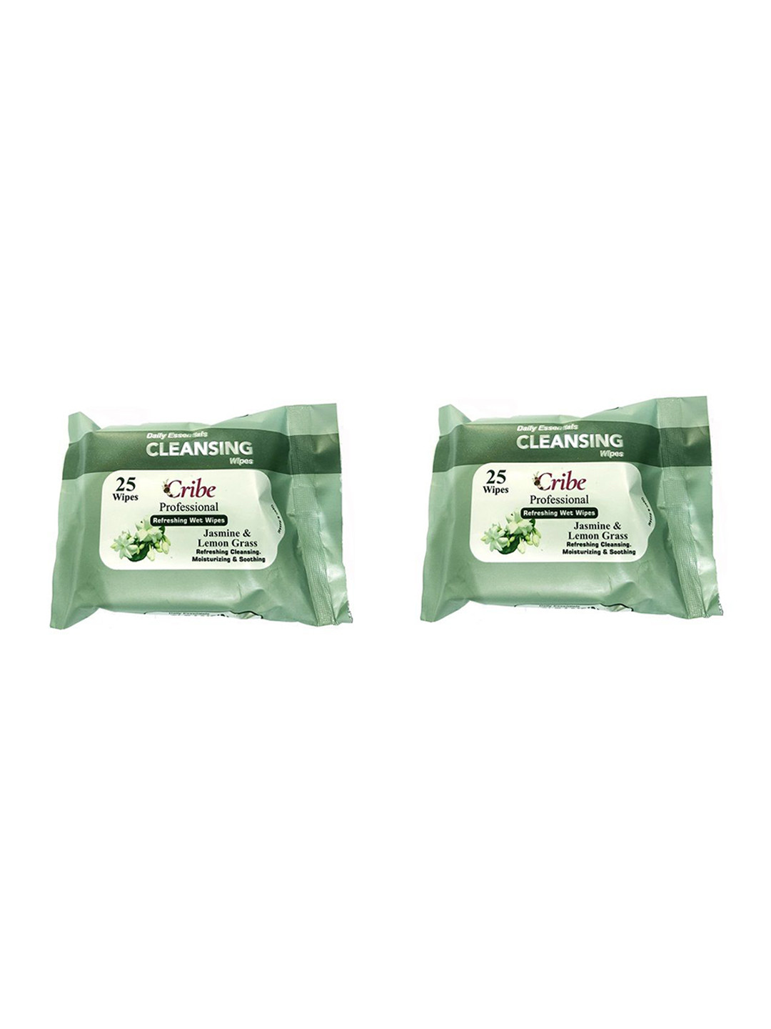 CRIBE Set Of 4 Rose & Jasmine Extract Wet Cleansing Wipes With Vitamin E - 25 Wipes Each