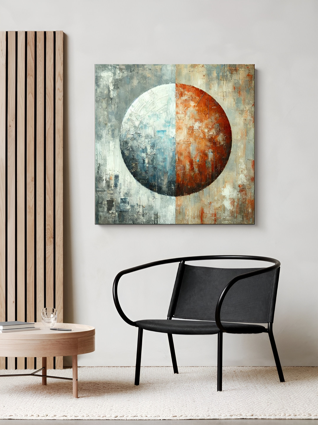 999Store Brown & Grey Cosmic Balance Printed Canvas Painting Wall Art