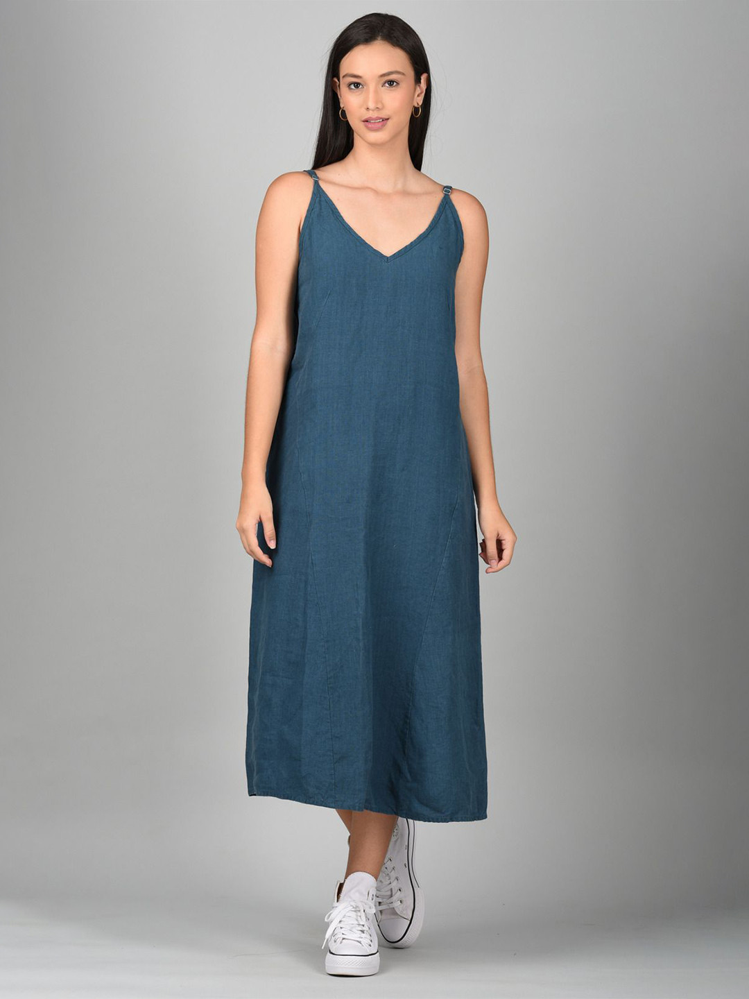 Linen Options Women's A-Line Midi Dress