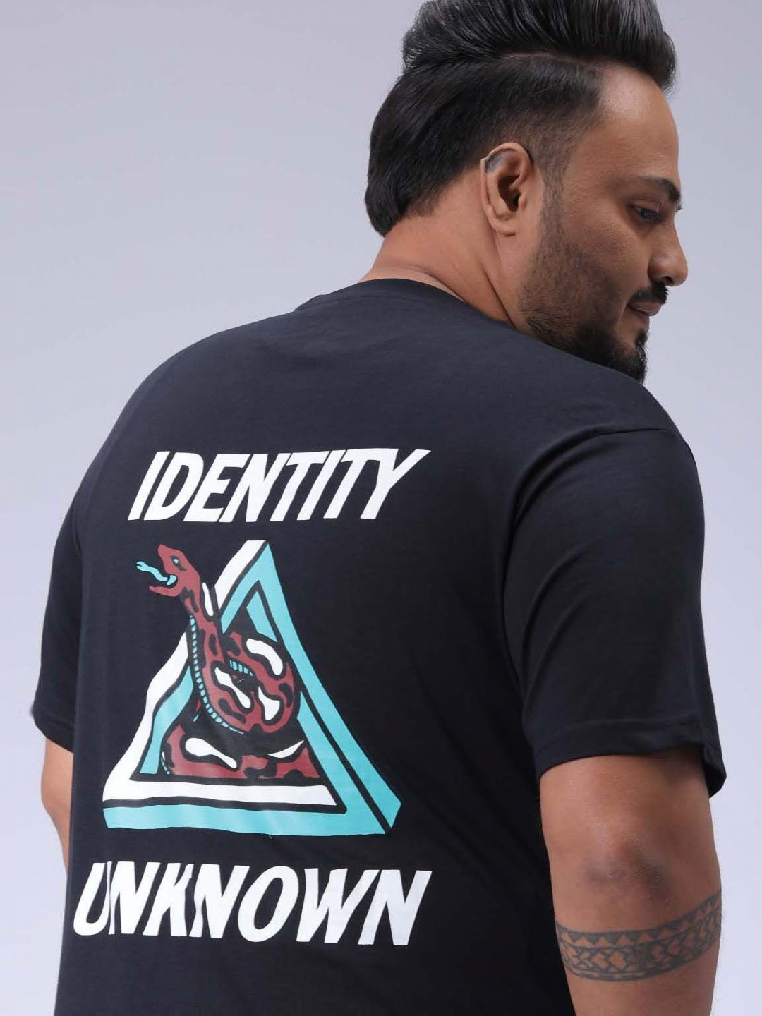 Hardsoda by The Indian Garage Co Men Plus Size Graphic Printed Round Neck Cotton T-shirt