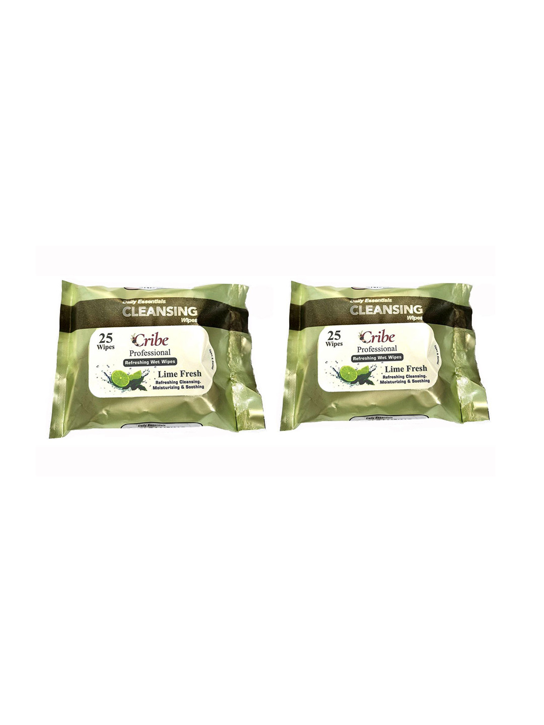 CRIBE Set Of 4 Aloe Vera & Lime Extract Wet Cleansing Wipes With Vitamin E - 25 Wipes Each