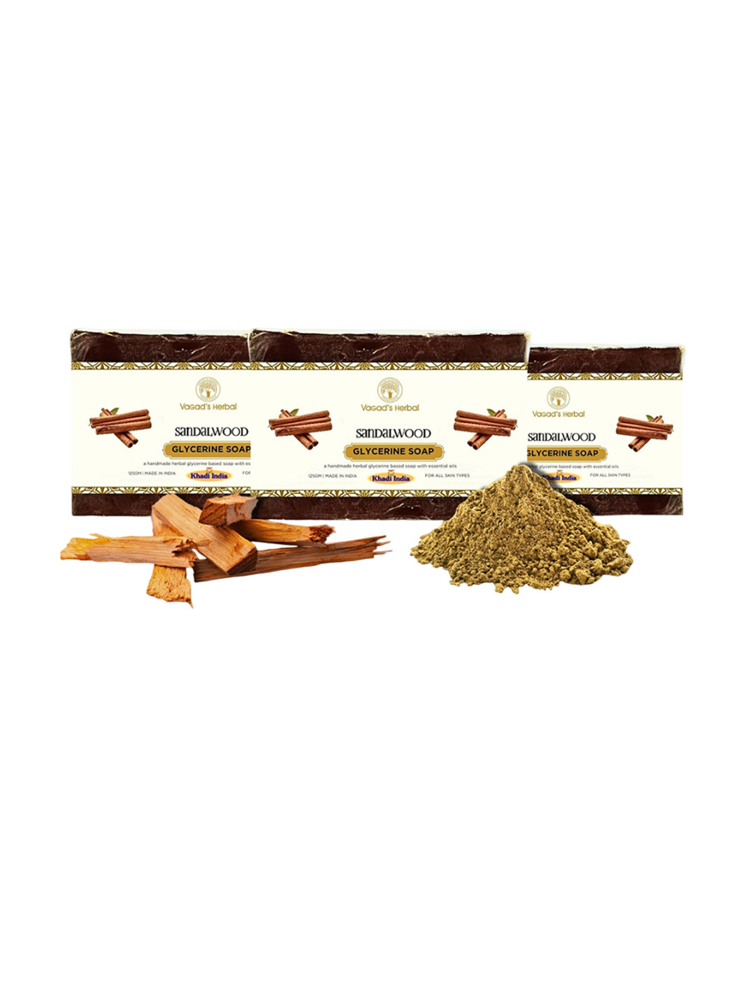 Vagads Khadi Sandalwood Handmade Soap - 375 g
