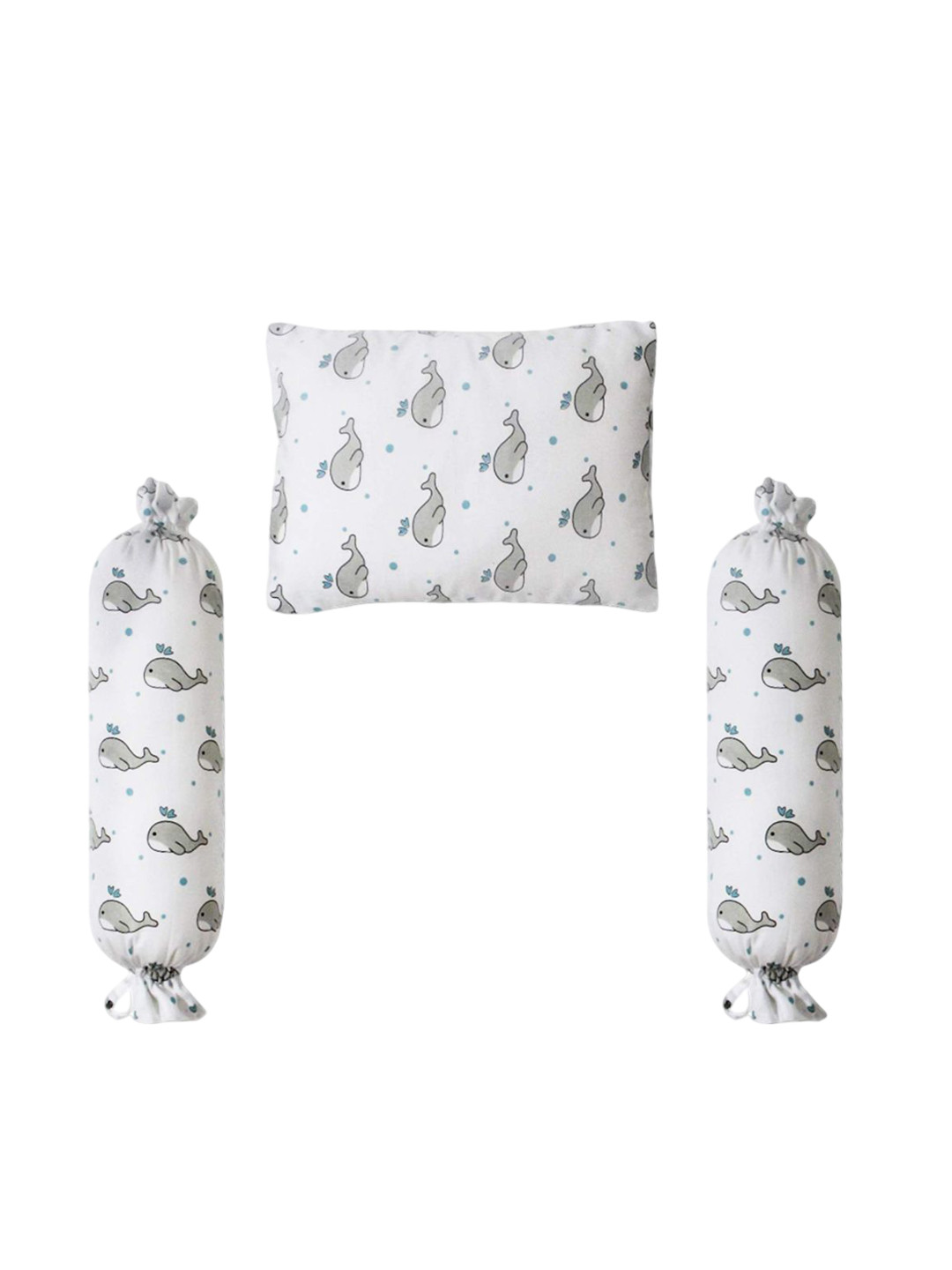 The White Cradle Pack of 3 Printed Bolster With Baby Pillow Set
