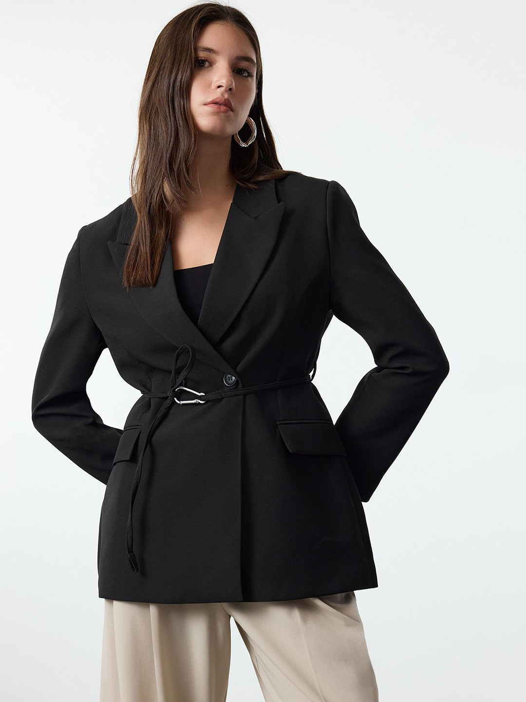 Trendyol Shawl Collar Longline Duster Tailored Jacket