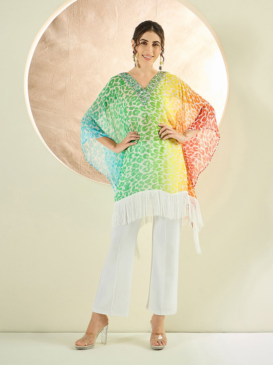 First Resort by Ramola Bachchan Women Printed Georgette Kaftan Kurti