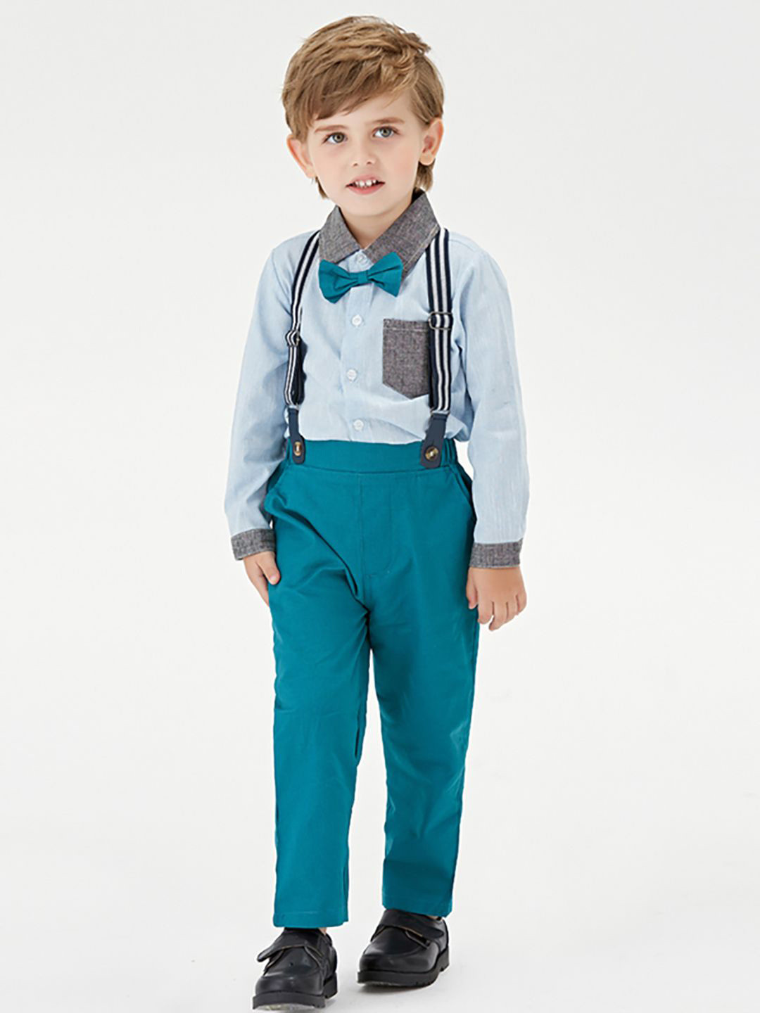 JC SPARKLE Boys Shirt & Shorts With Suspenders