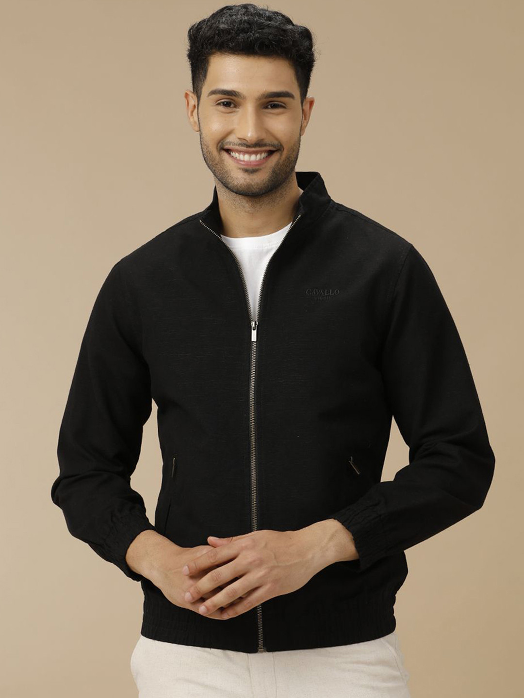 CAVALLO by Linen Club Men Lightweight Antimicrobial Embroidered Jacket