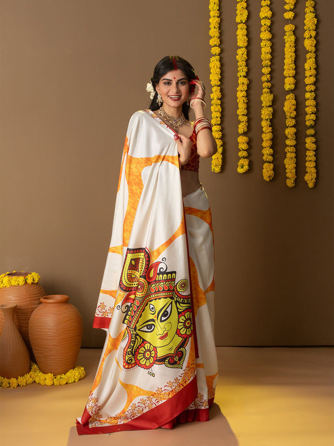 RACHNA Durga Meize Printed Dola Silk Saree