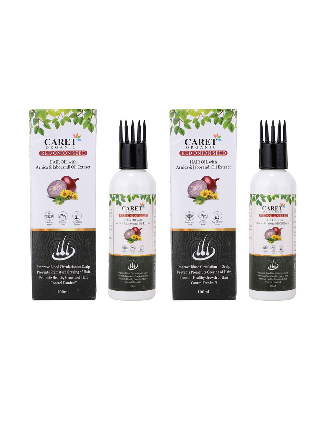 CARET ORGANIC Set Of 2 Red Onion Seed Non-Sticky Hair Oil- 100ml Each