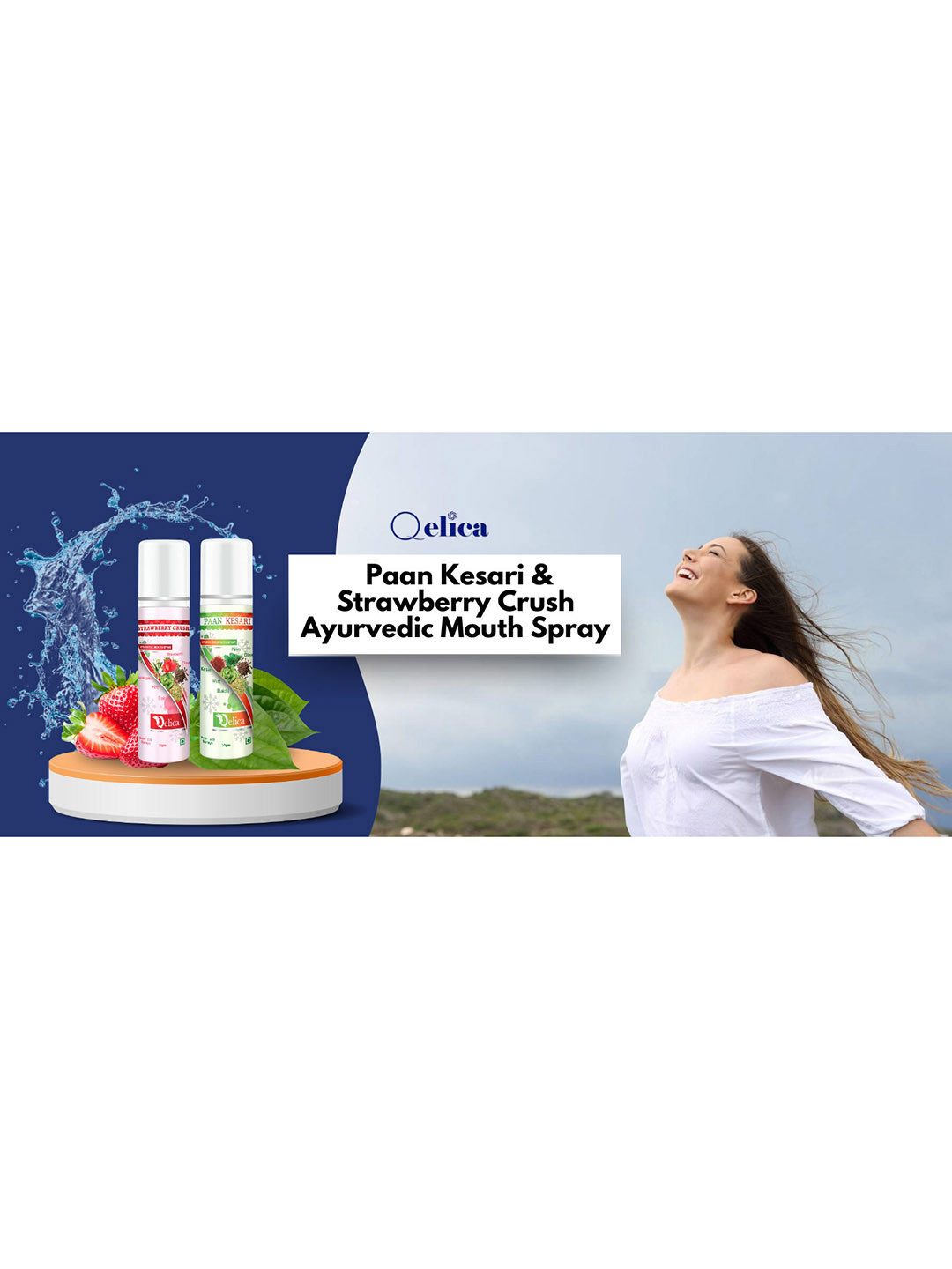 Qelica Set Of 2 Paan Kesari & Strawberry Crush Fresh Breath Spray-10g Each