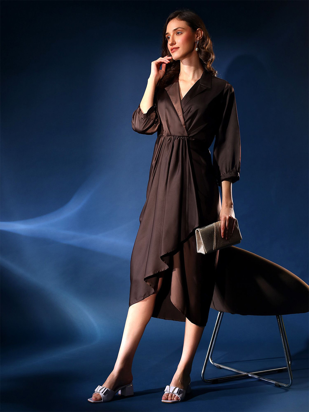 Justin Whyte Satin Midi Dress
