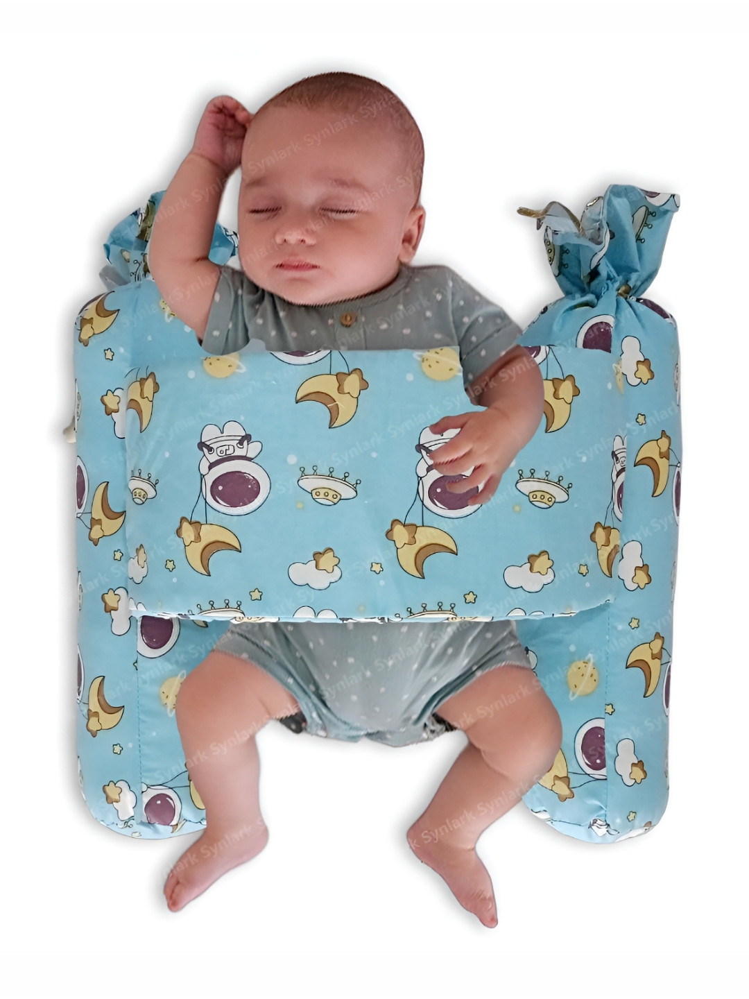 NeonateCare Infants Printed Blue Anti Rolling Bolster Pillow