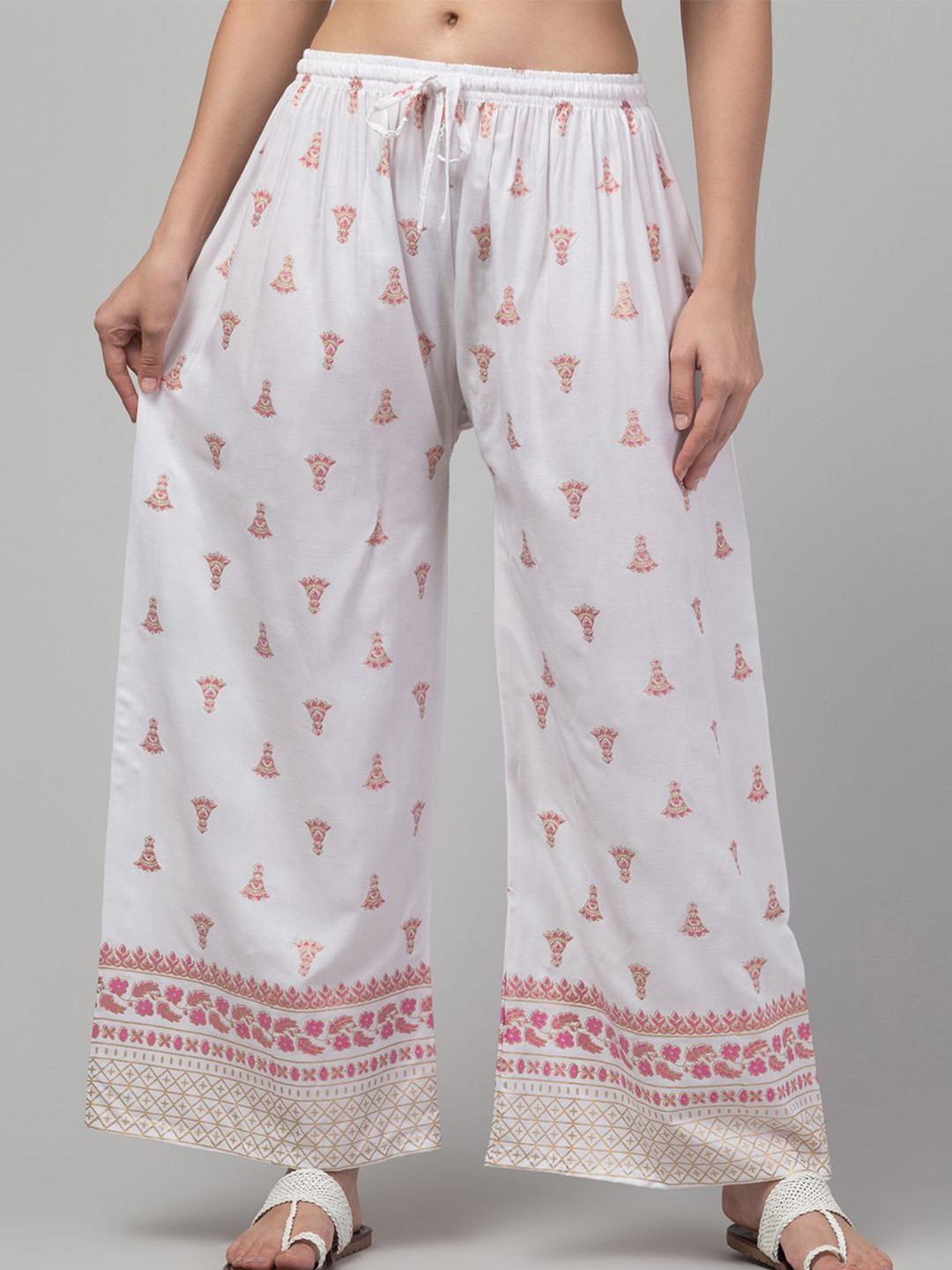 FAMBEE Women Ethnic Motifs Printed Flared Knitted Palazzos