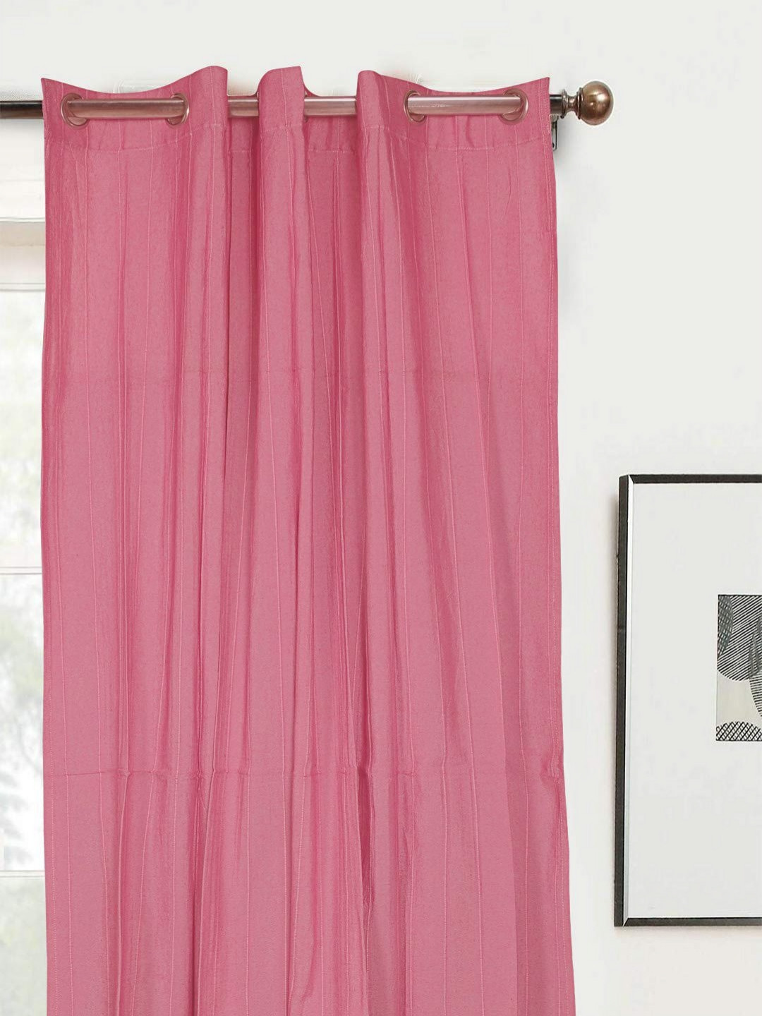 Saral Home Pink Striped Room Darkening Cotton Window Curtain