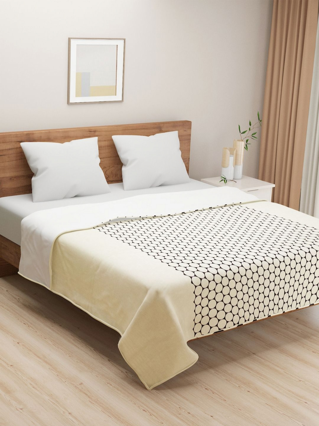 SWAYAM Veda Cream-Coloured Geometric AC Room 110 GSM Pure Cotton Double Bed Dohar