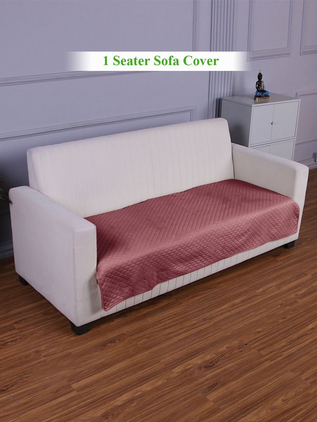 HOKIPO Mauve Pink Quilted 1 Seater Sofa Cover Seat Mat