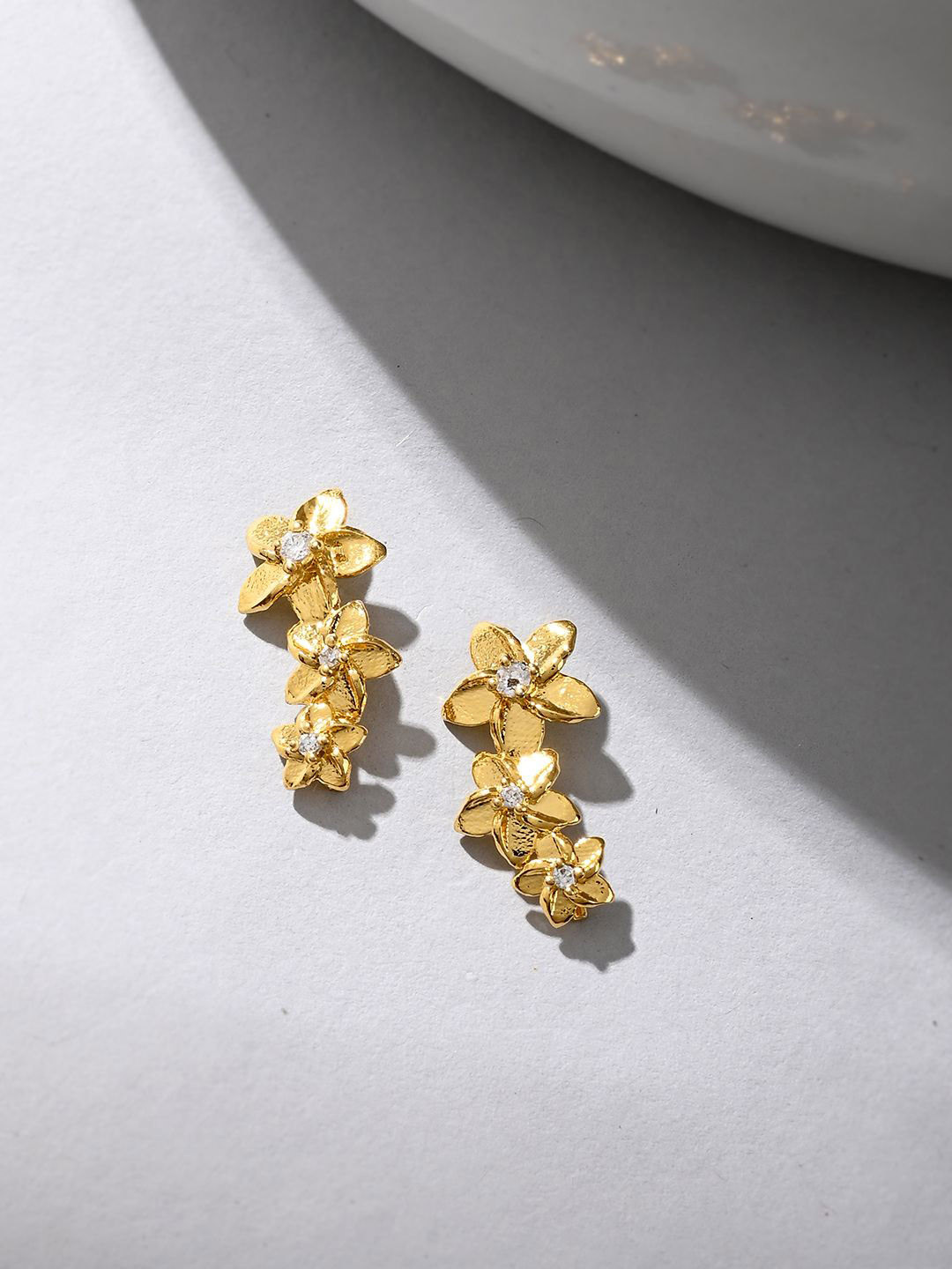 House of Pataudi Gold Plated Floral Designed Studs