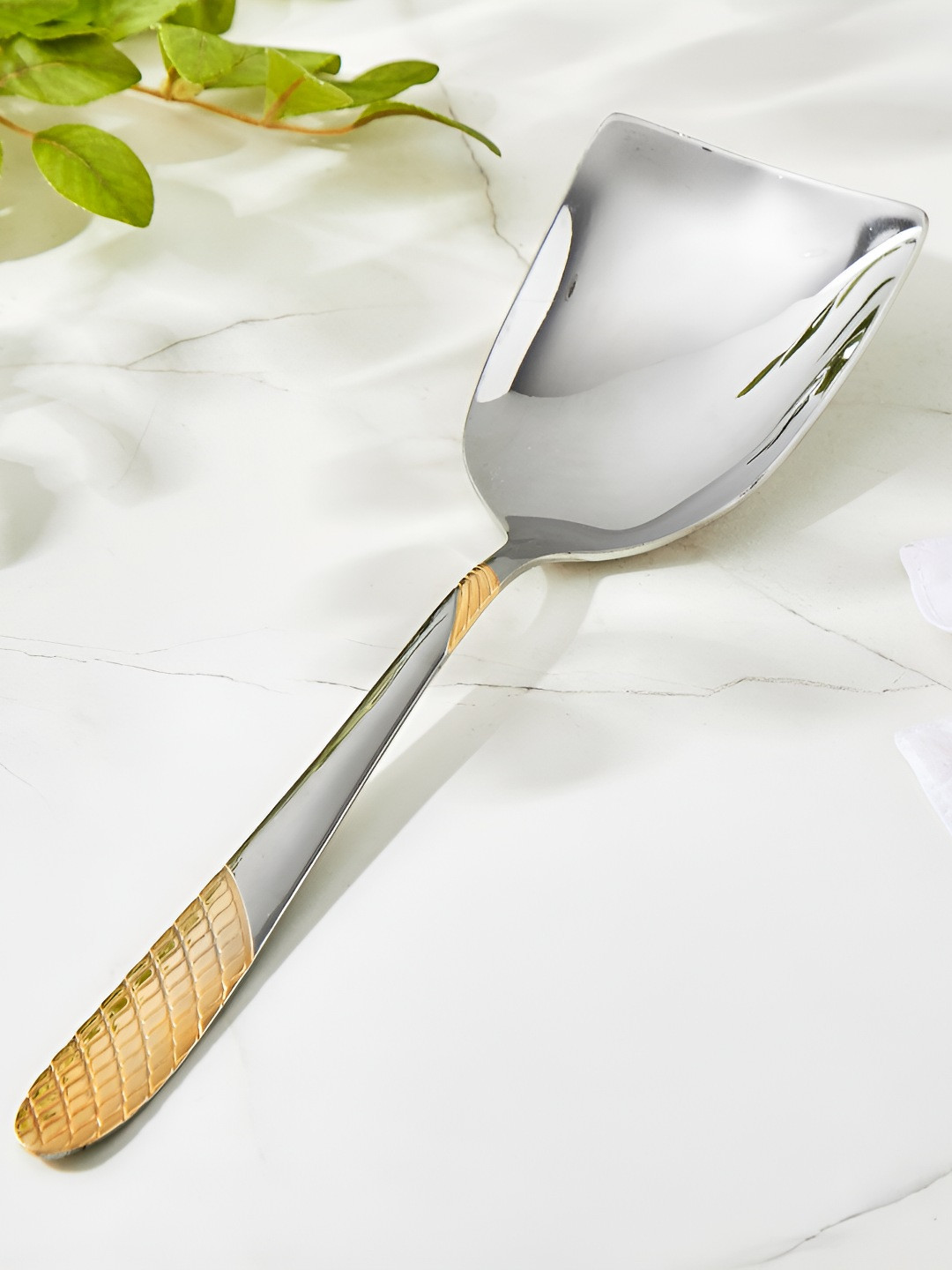 Home Centre Glister Amara Silver-Toned & Gold-Toned Stainless Steel Serving Spoon