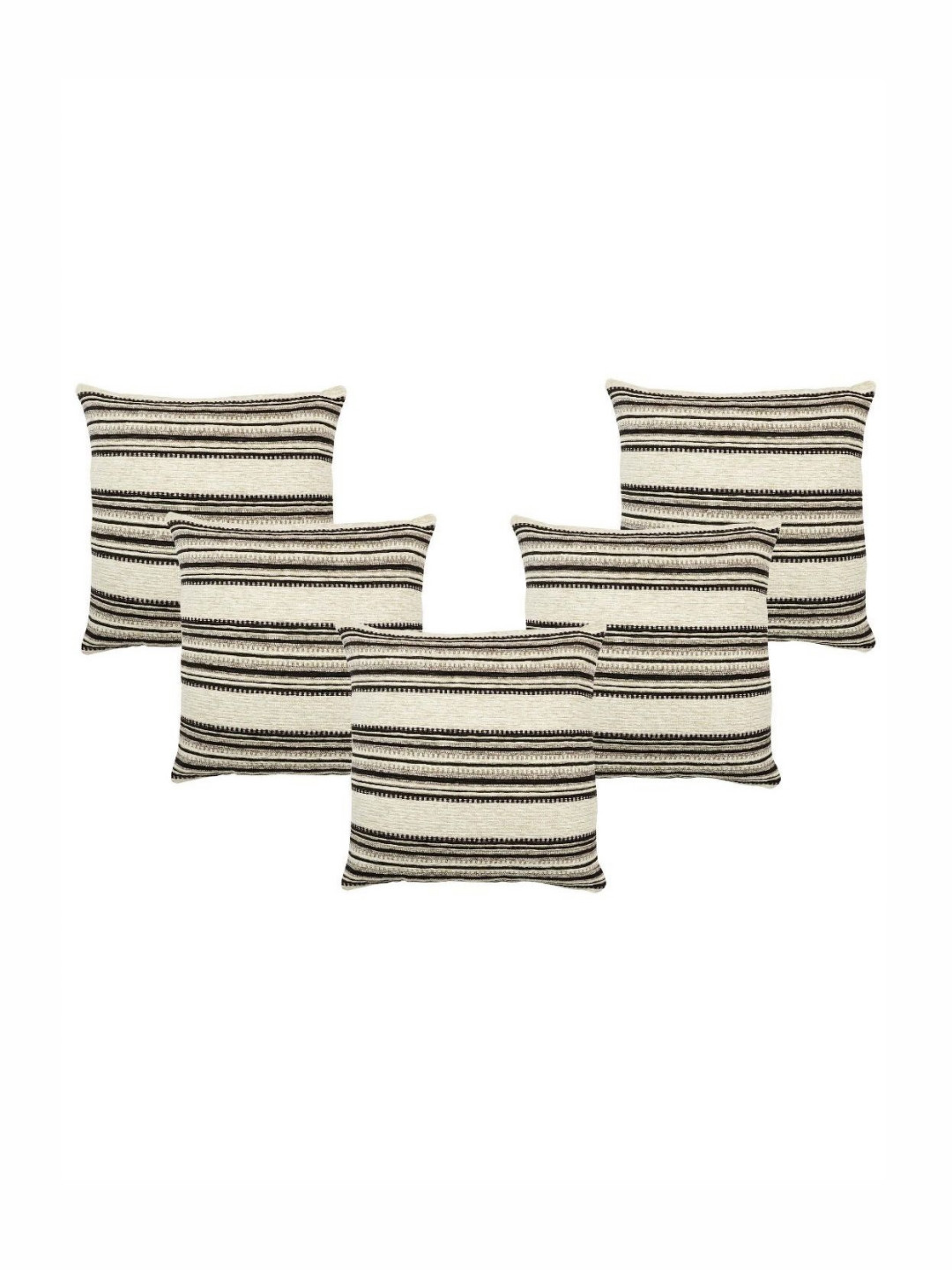 Saral Home Soft Micro Striped Chenille Washable 5 Pcs Textured Cushion Covers -16x16In