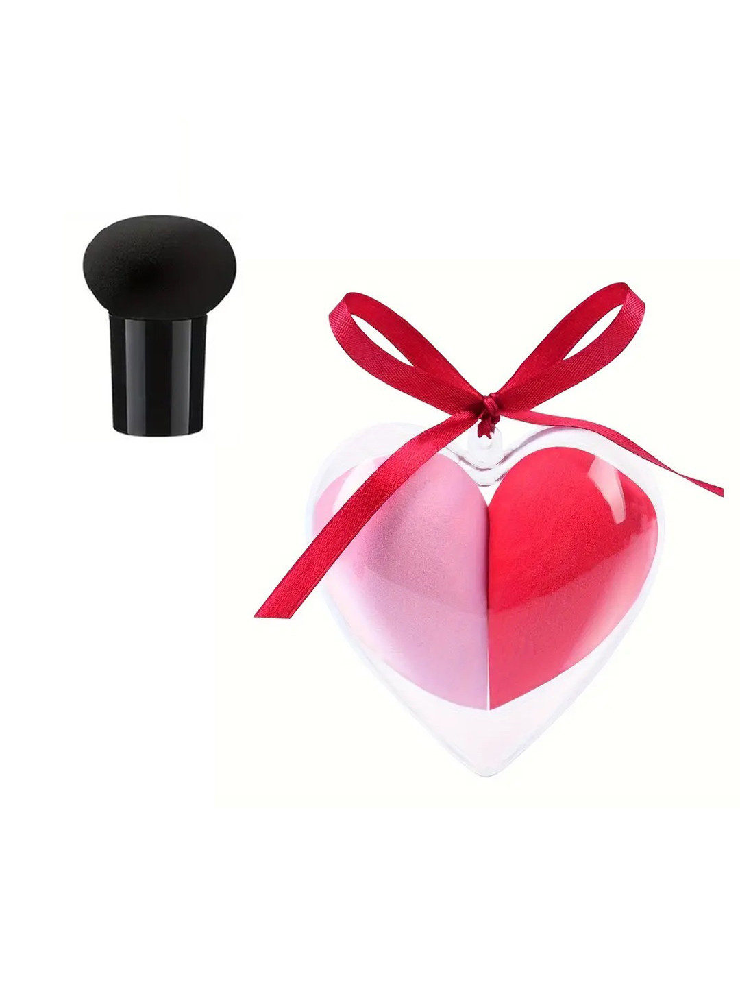 Facejewel Heart-Shaped Makeup Sponge With Mushroom Powder Puffs