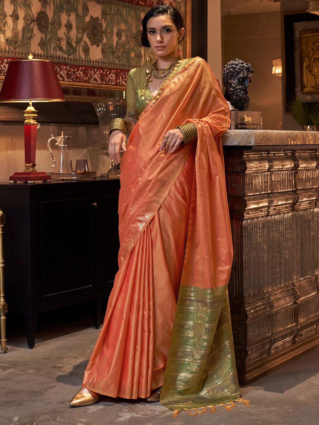 Mitera Ethnic Motifs Zari Banarasi Saree