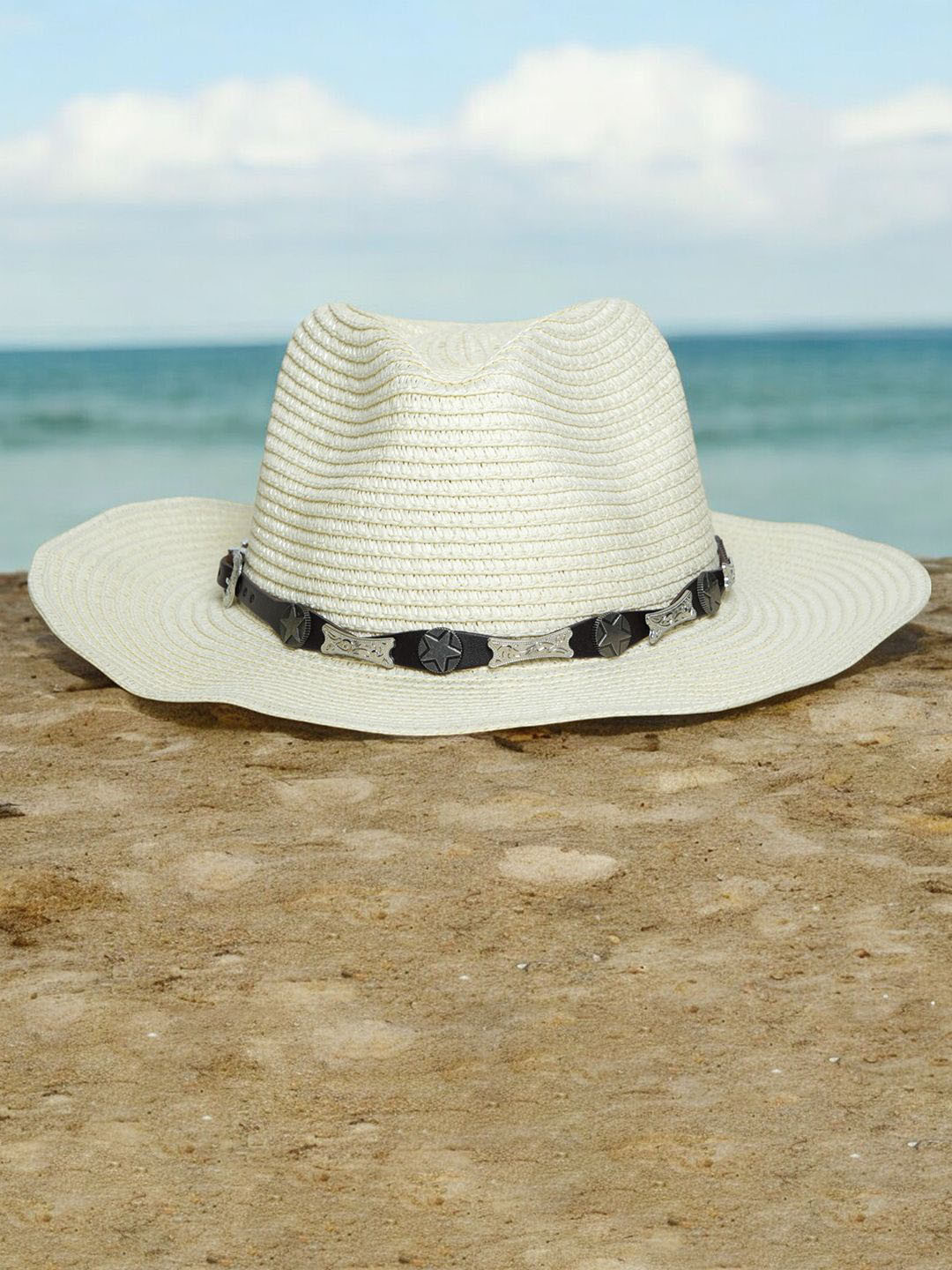 CHOKORE Women Off White Self Design Sun Hat