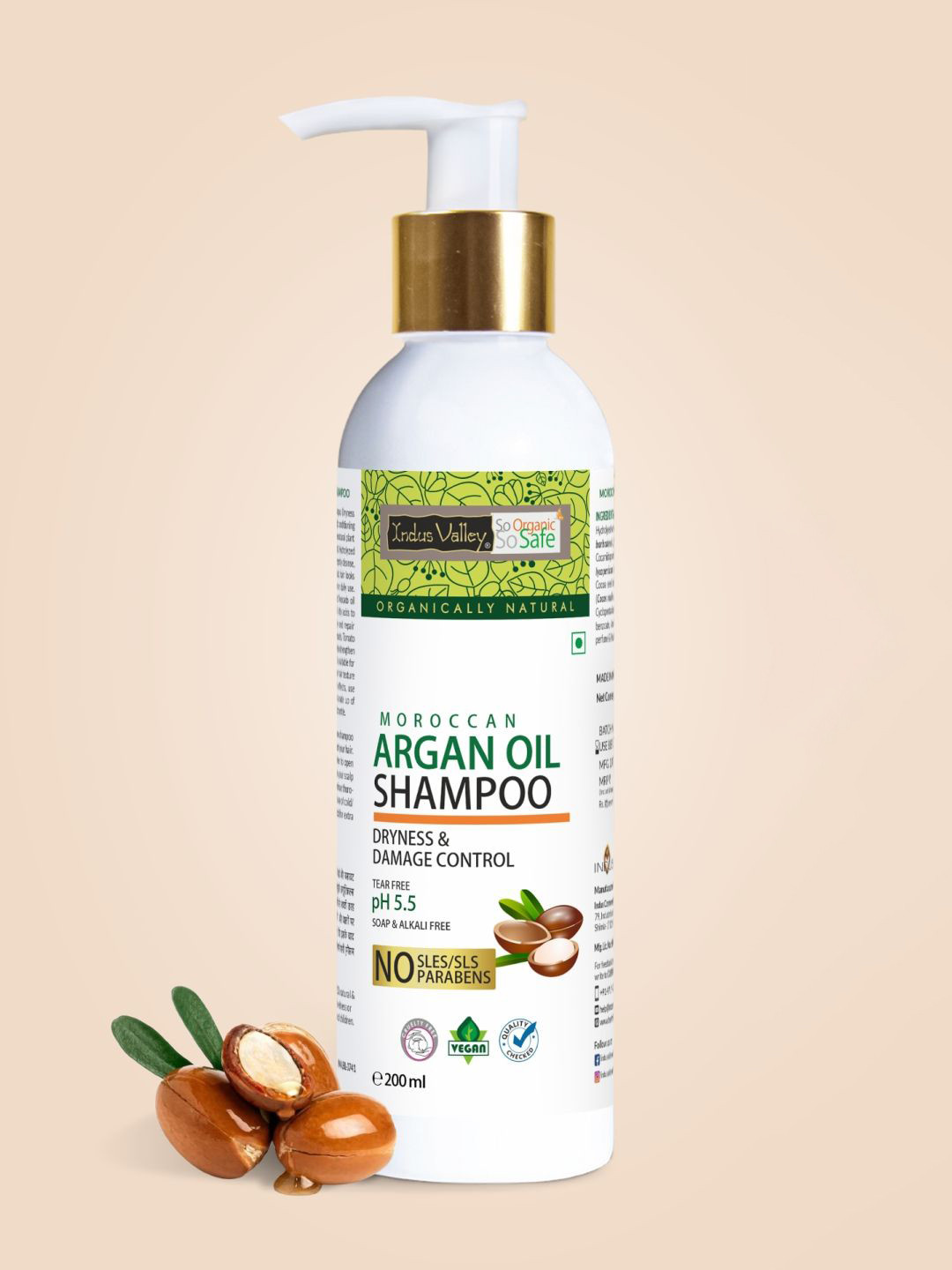 Indus Valley Moroccan Argan Oil Shampoo For Dryness & Damage Control-200ml