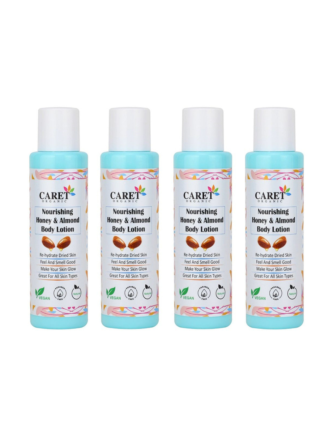 CARET ORGANIC Set Of 4 Honey & Almond Moisturising Lotion - 100 ml Each