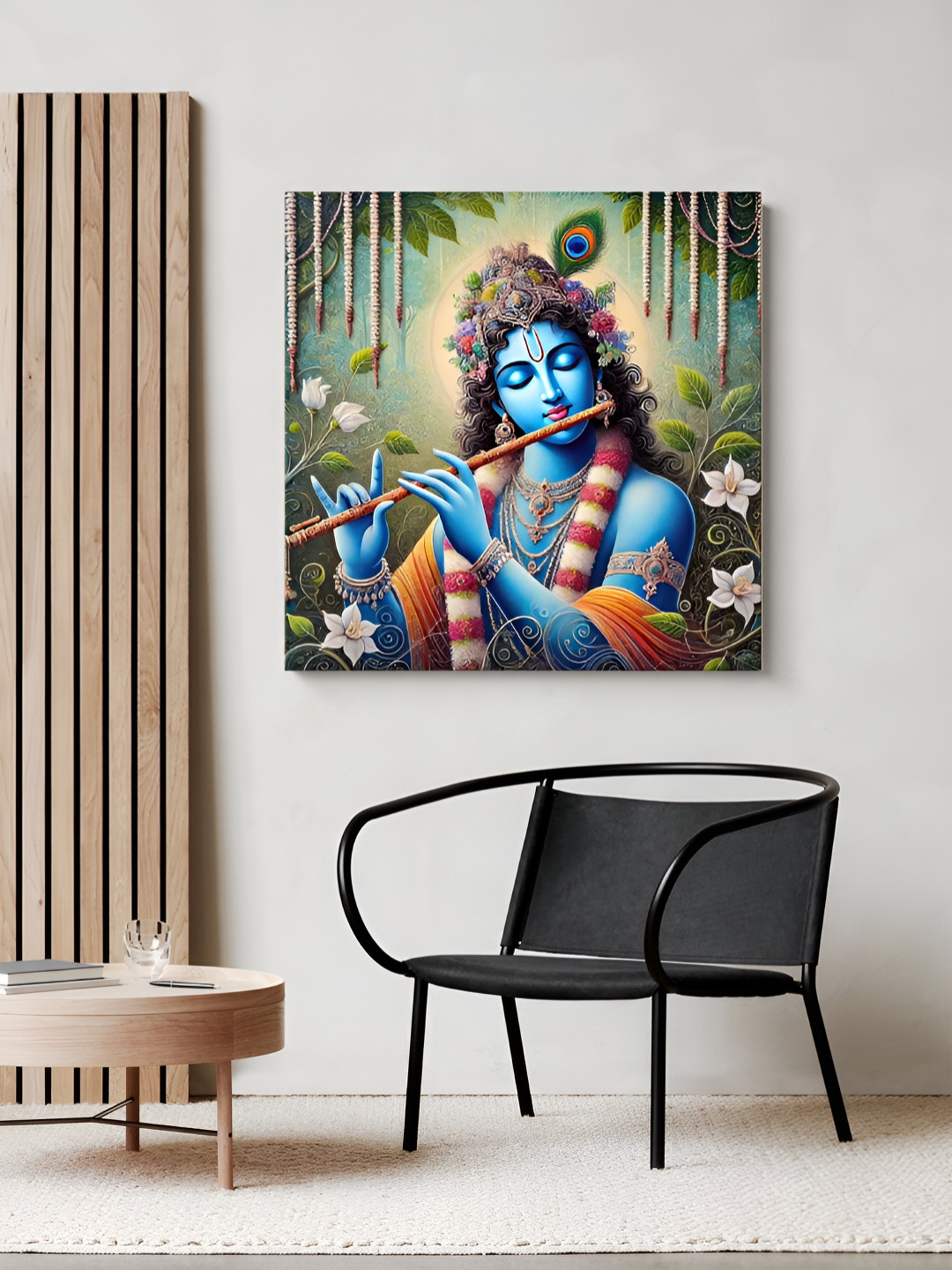 999Store Green & Blue Wood Religious Wall Paintings