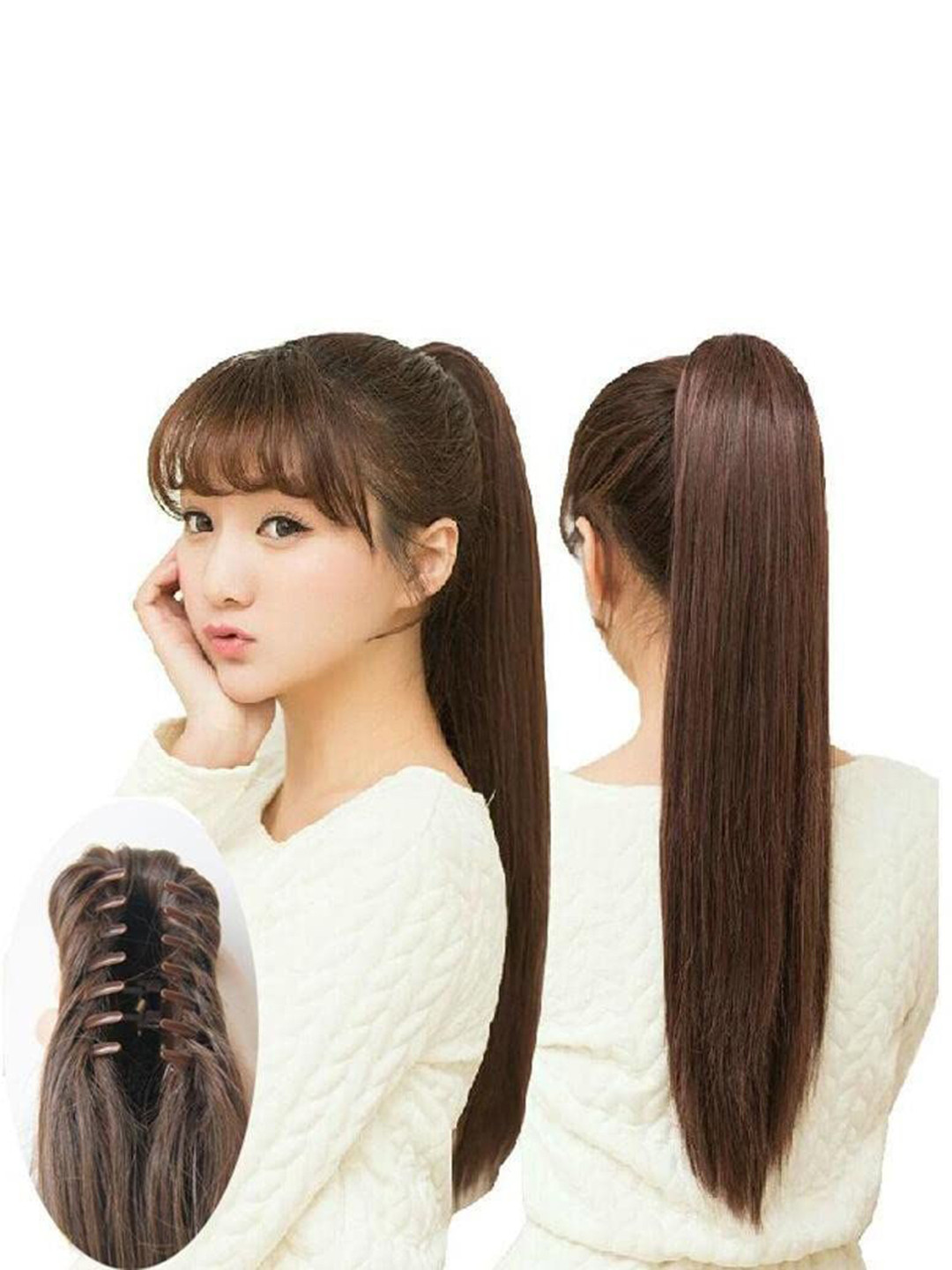 D-Divine Ponytail Straight Hair Extension - Natural Brown