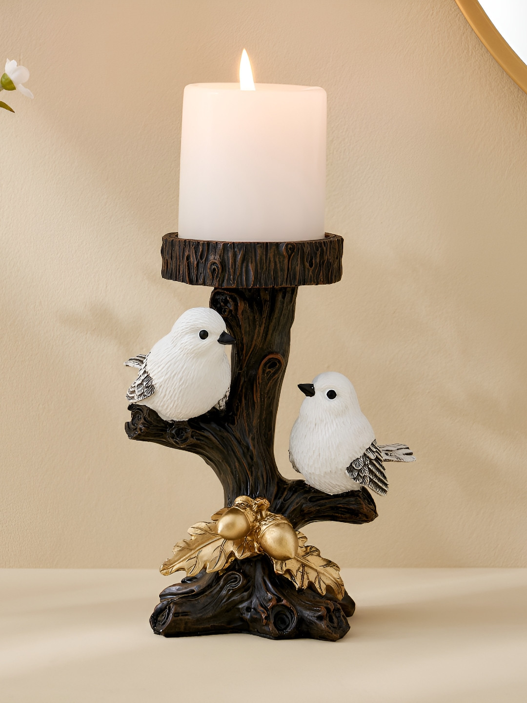 Home Centre Brown Corsica Birds Candle Holder