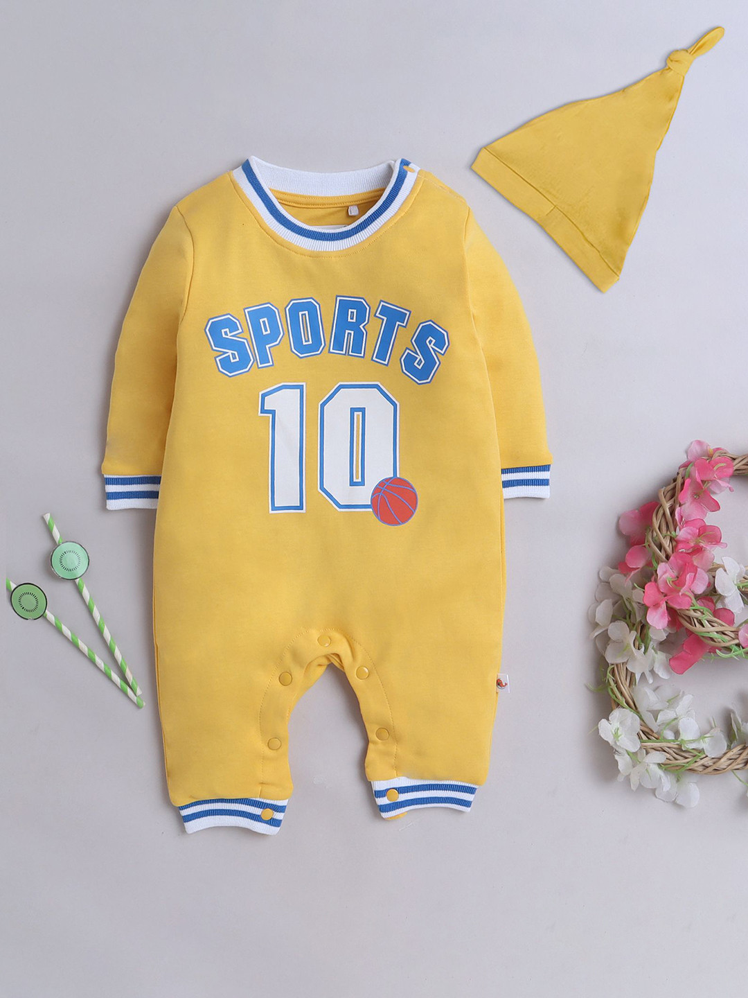 BUMZEE Infant Boys Varsity Printed Cotton Romper