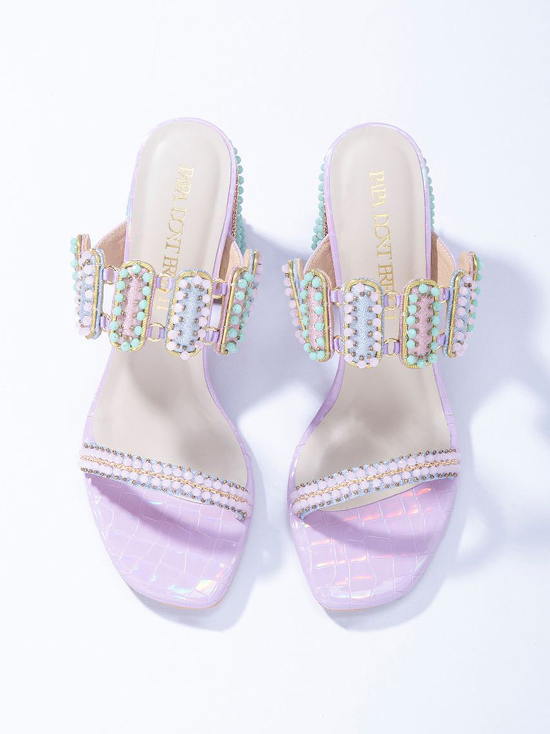 Papa Don't Preach Textured Open Toe Heels