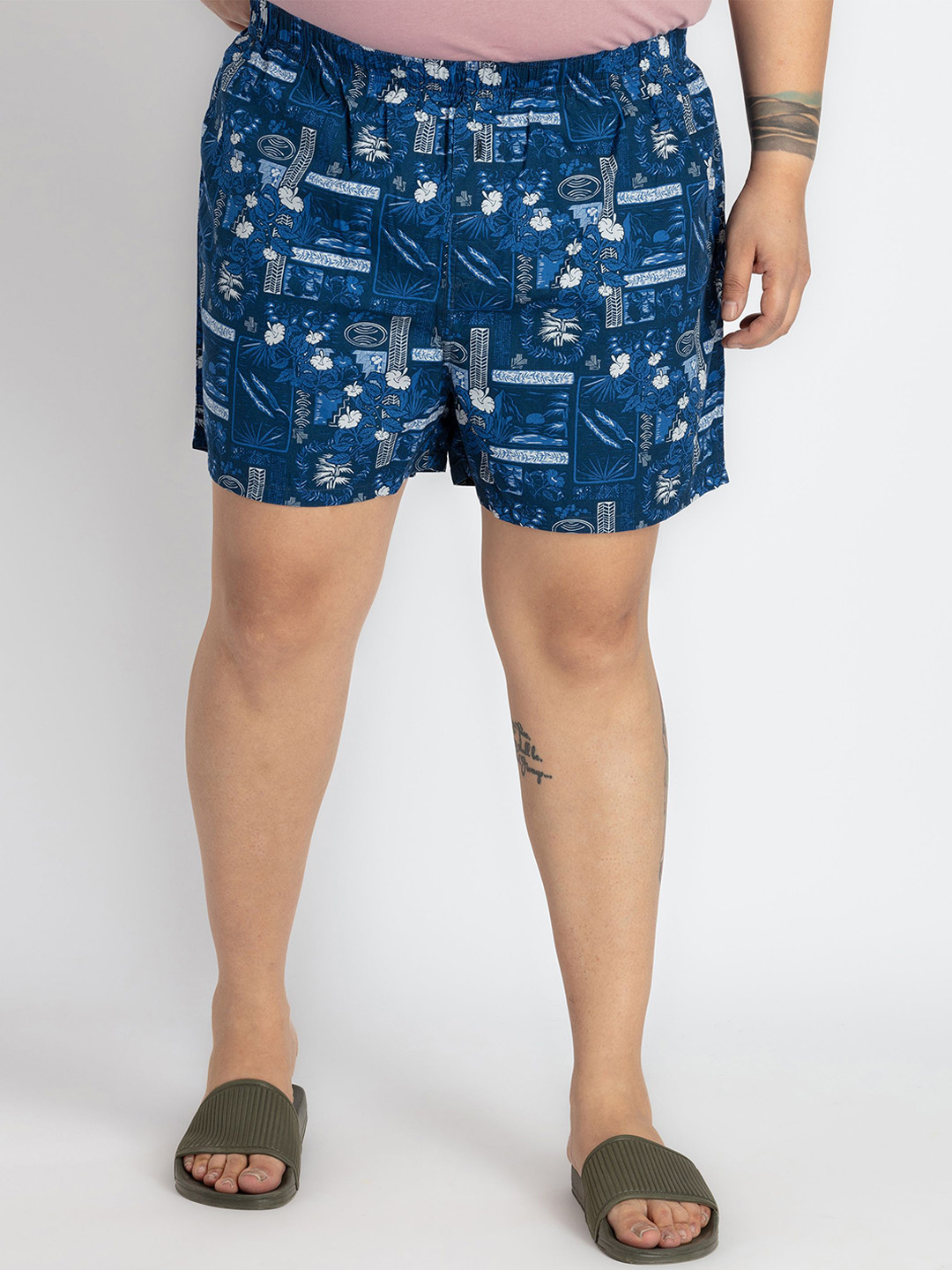 UNSIZED Printed Pure Cotton Boxer USBX-224-BX002-Blue