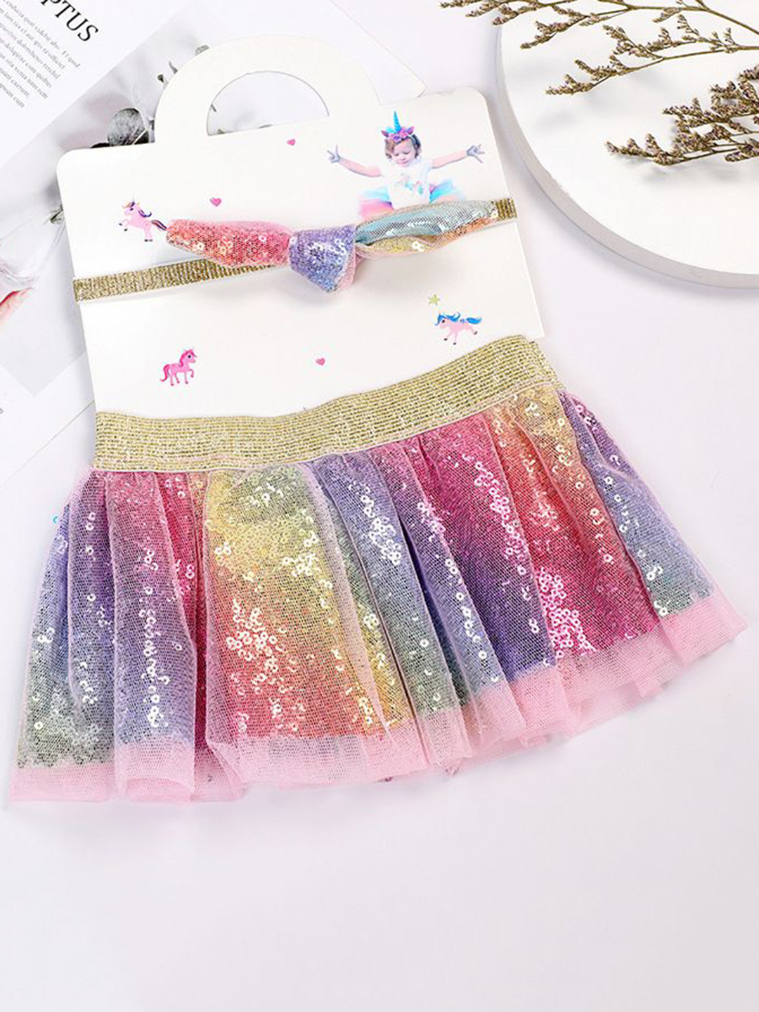 Babymoon Girls  Girls Set Of 2 Tutu Skirt & Headband Baby Photoshoot Props Gift Set