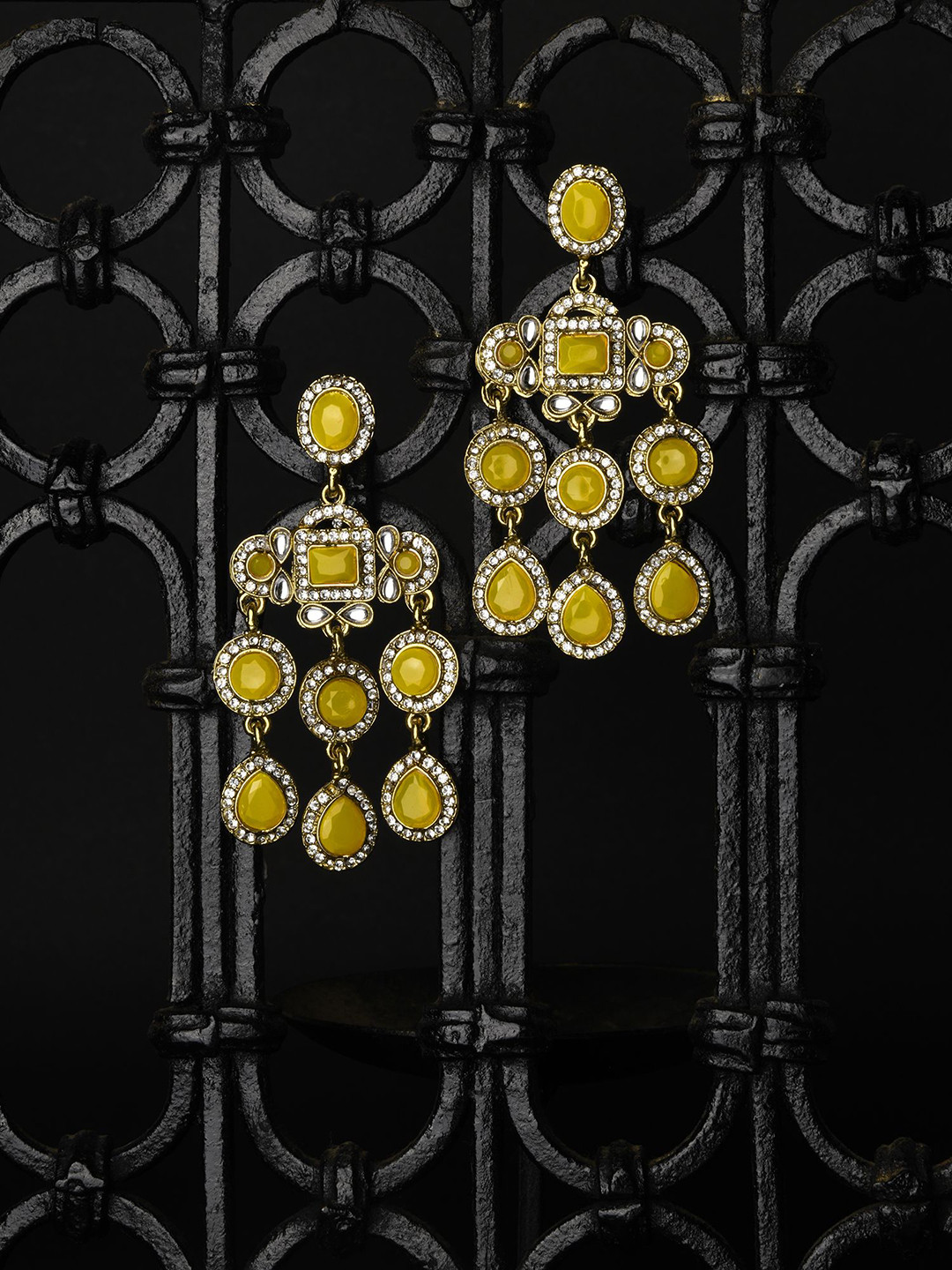 Kalakrith Milano Geometric Crystals Chandelier Drop Earrings
