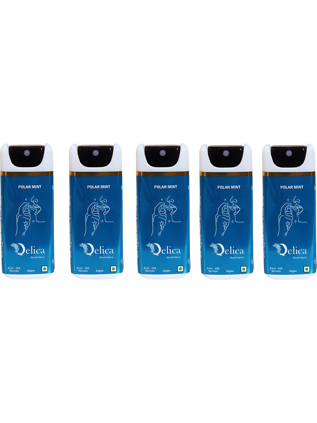 Qelica Set Of 5 Polar Mint Mouth Freshener Spray 10 g Each