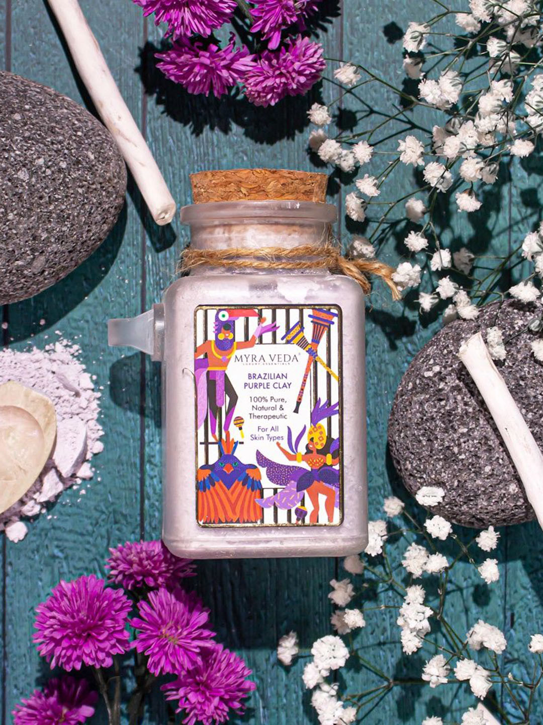 MYRA VEDA Pure & Natural Brazilian Purple Clay Face Mask - 100 g